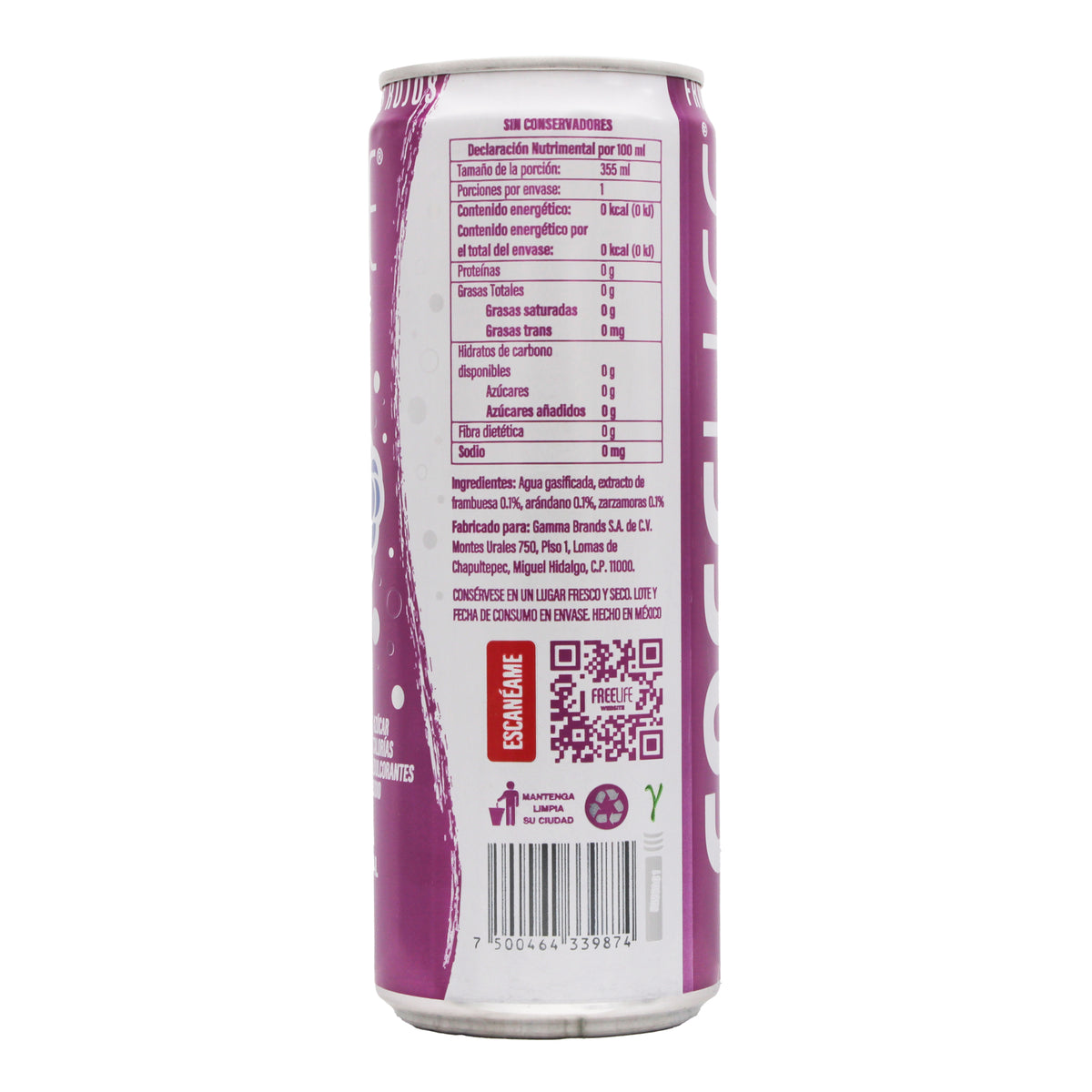 Agua Gasificada Frutos Rojos 355 Ml