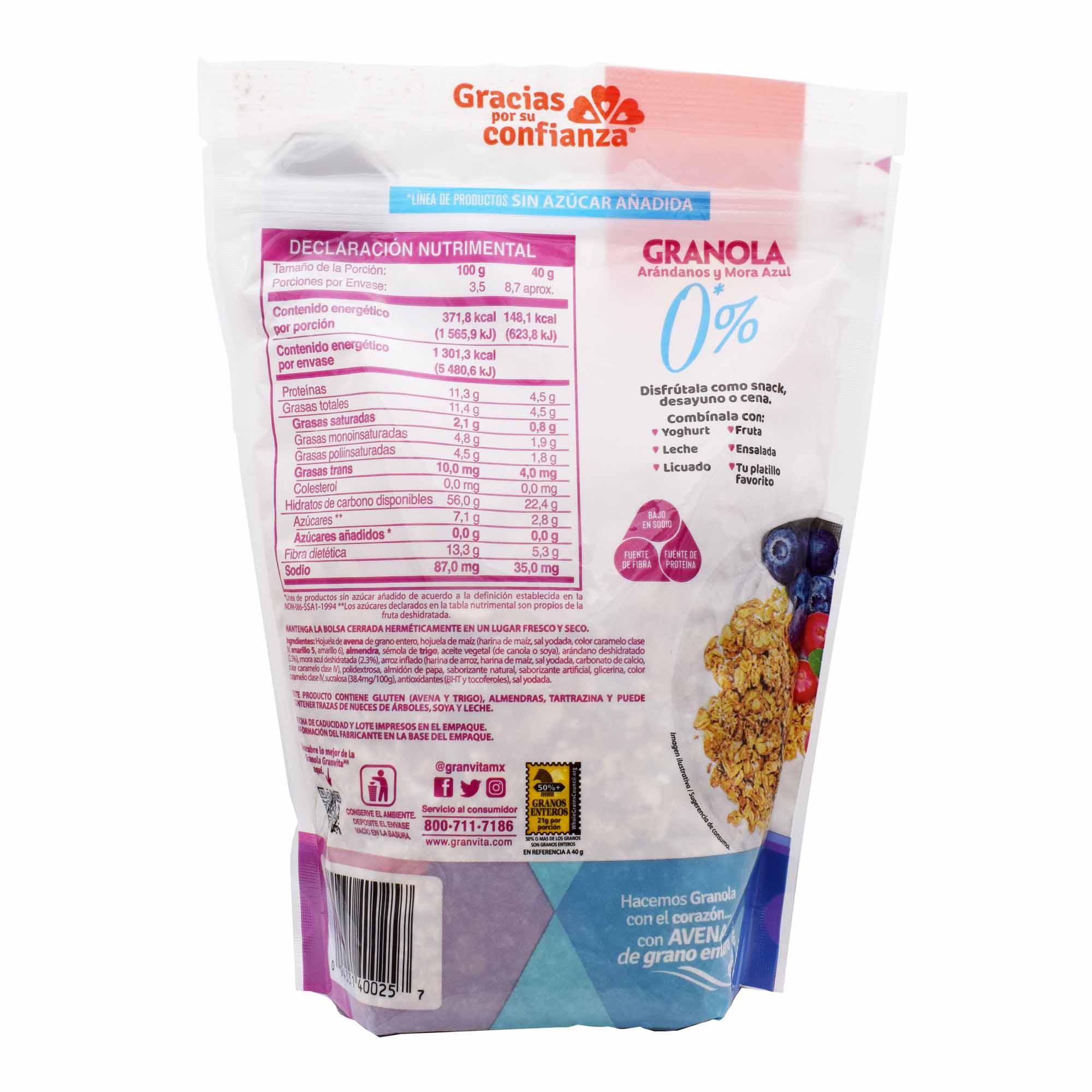 Granola 0% Azucar Con Arandanos 350 G