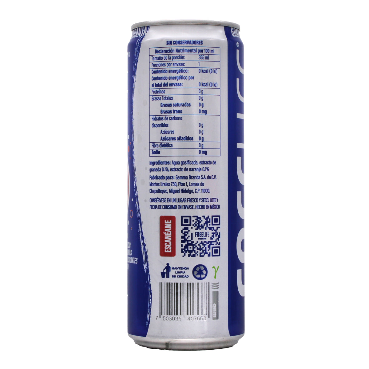 Agua Gasificada Granada Naranja 355 Ml