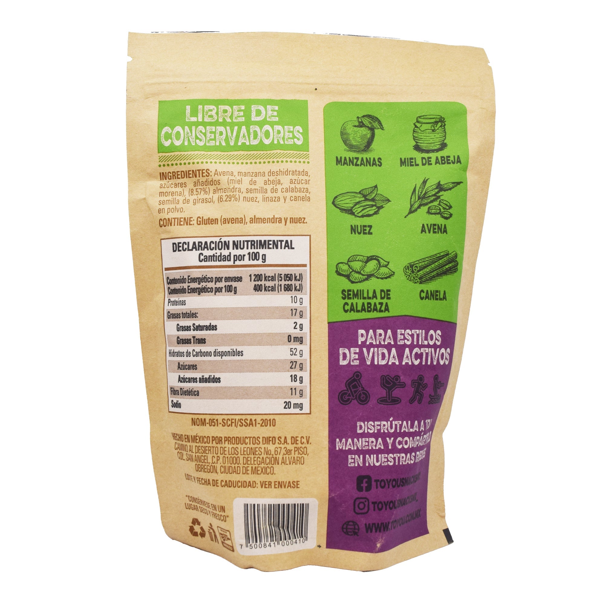 Granola Con Nueces Almendras Y Manzana Canela 300 G