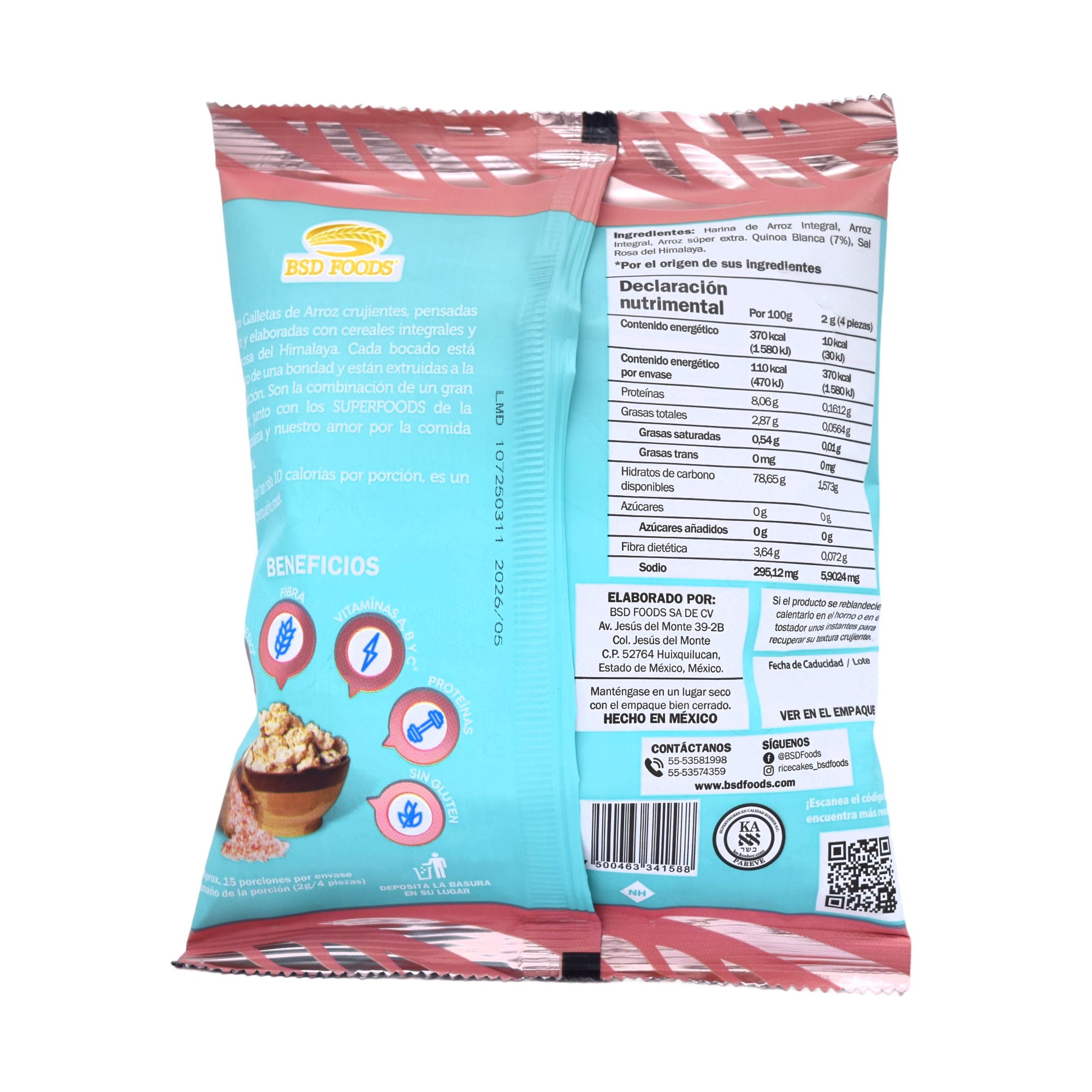 Mini Galletas De Arroz Con Quinoa Y Sal Rosa 30 G