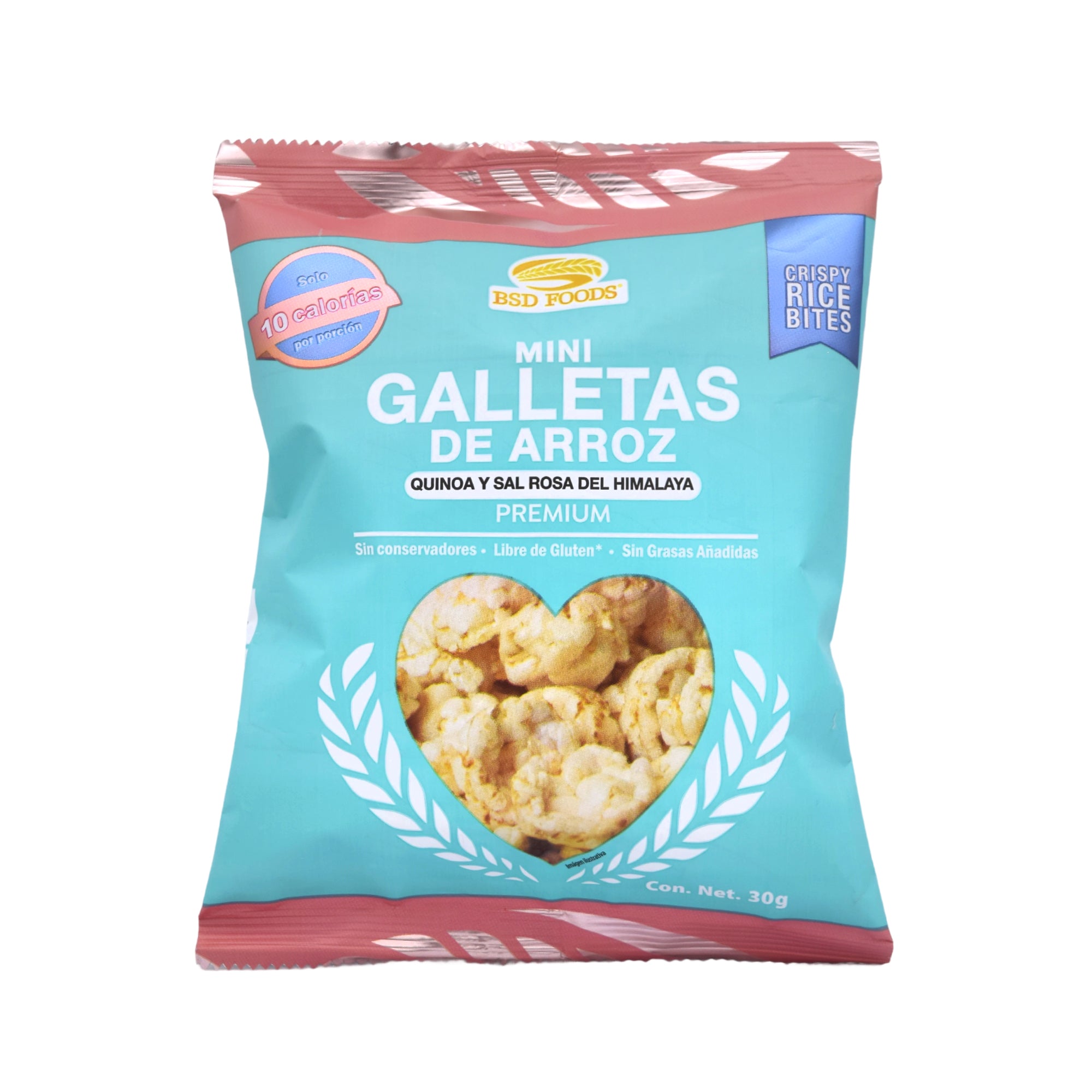 Mini Galletas De Arroz Con Quinoa Y Sal Rosa 30 G