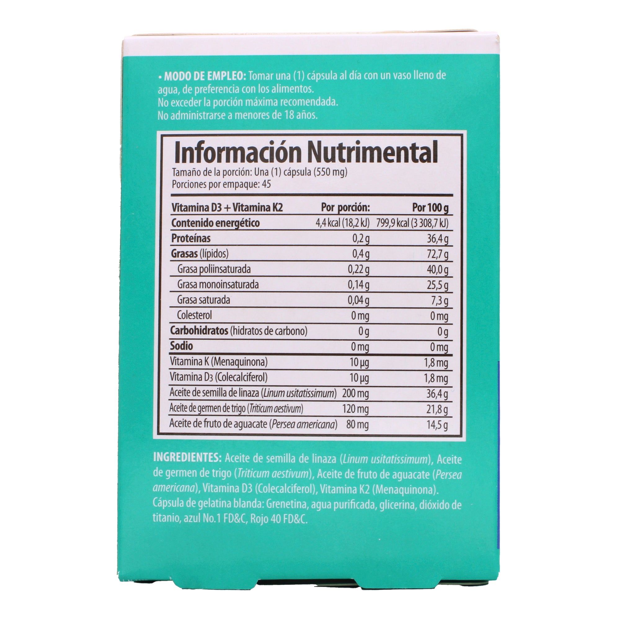 Vitamina D Con Aceite De Linaza 45 Cap