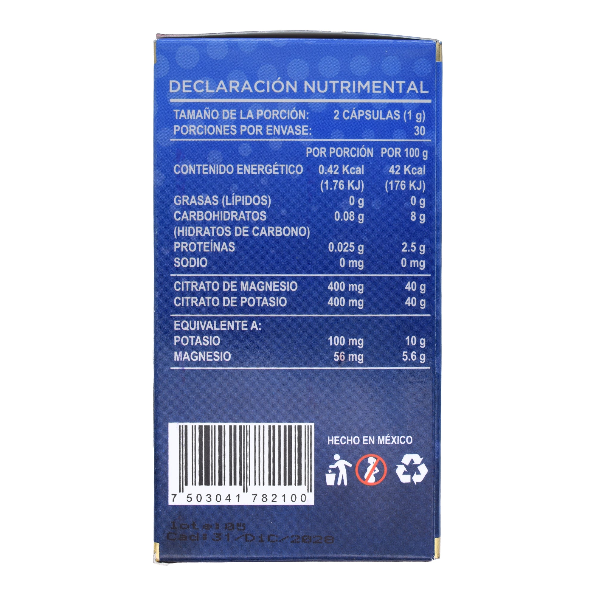 Citrato De Magnesio Y Potasio 60 Cap