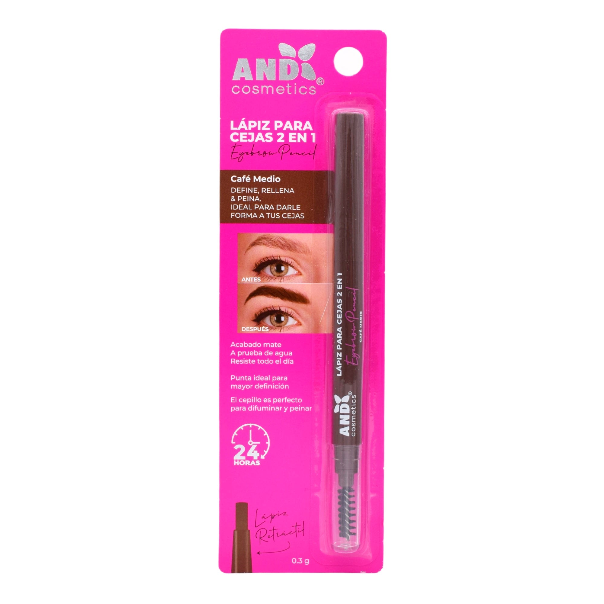 Lapiz Para Cejas 2 En 1 Cafe Medio 0.3 G