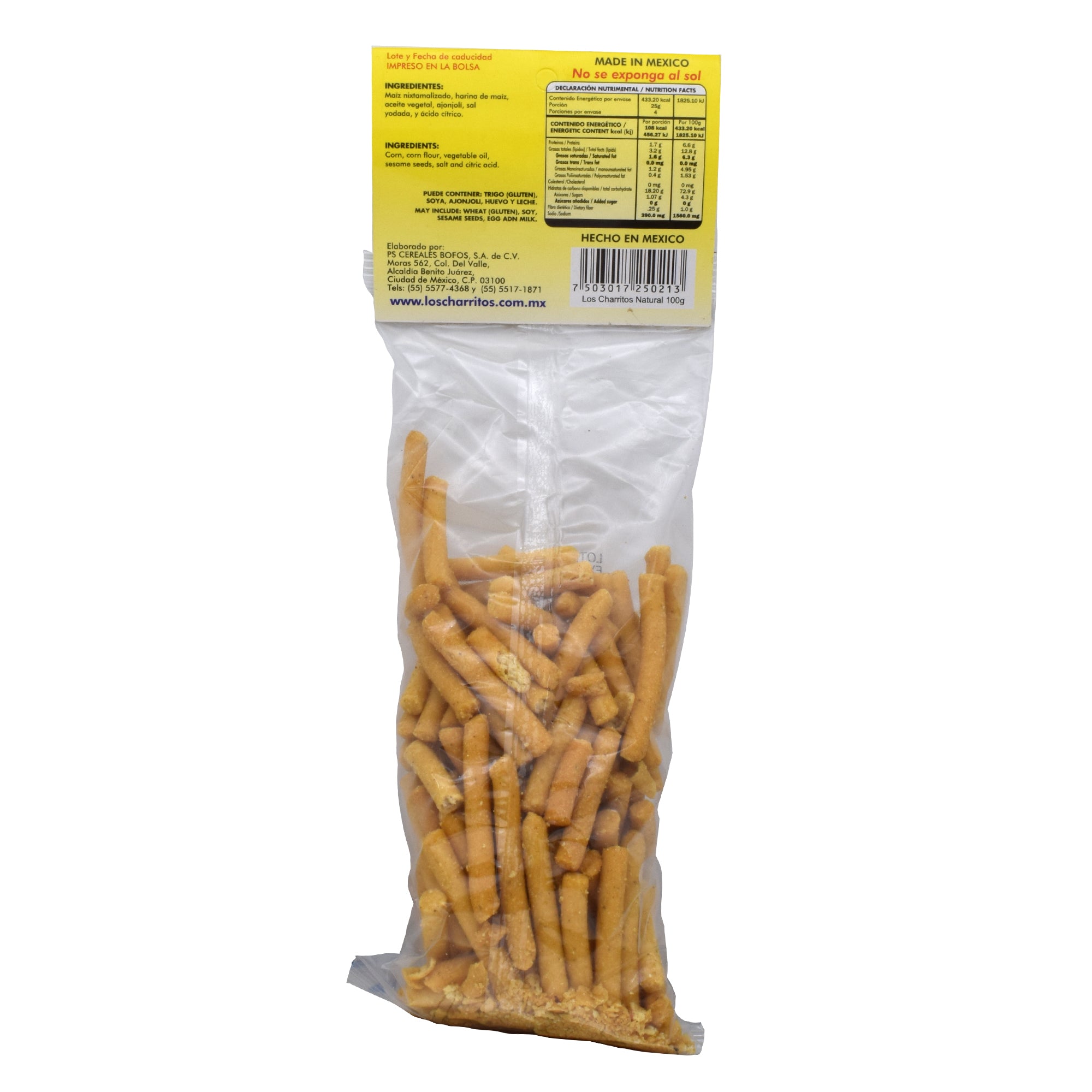 Churritos De Maiz Naturales 100 G (Caja 15)