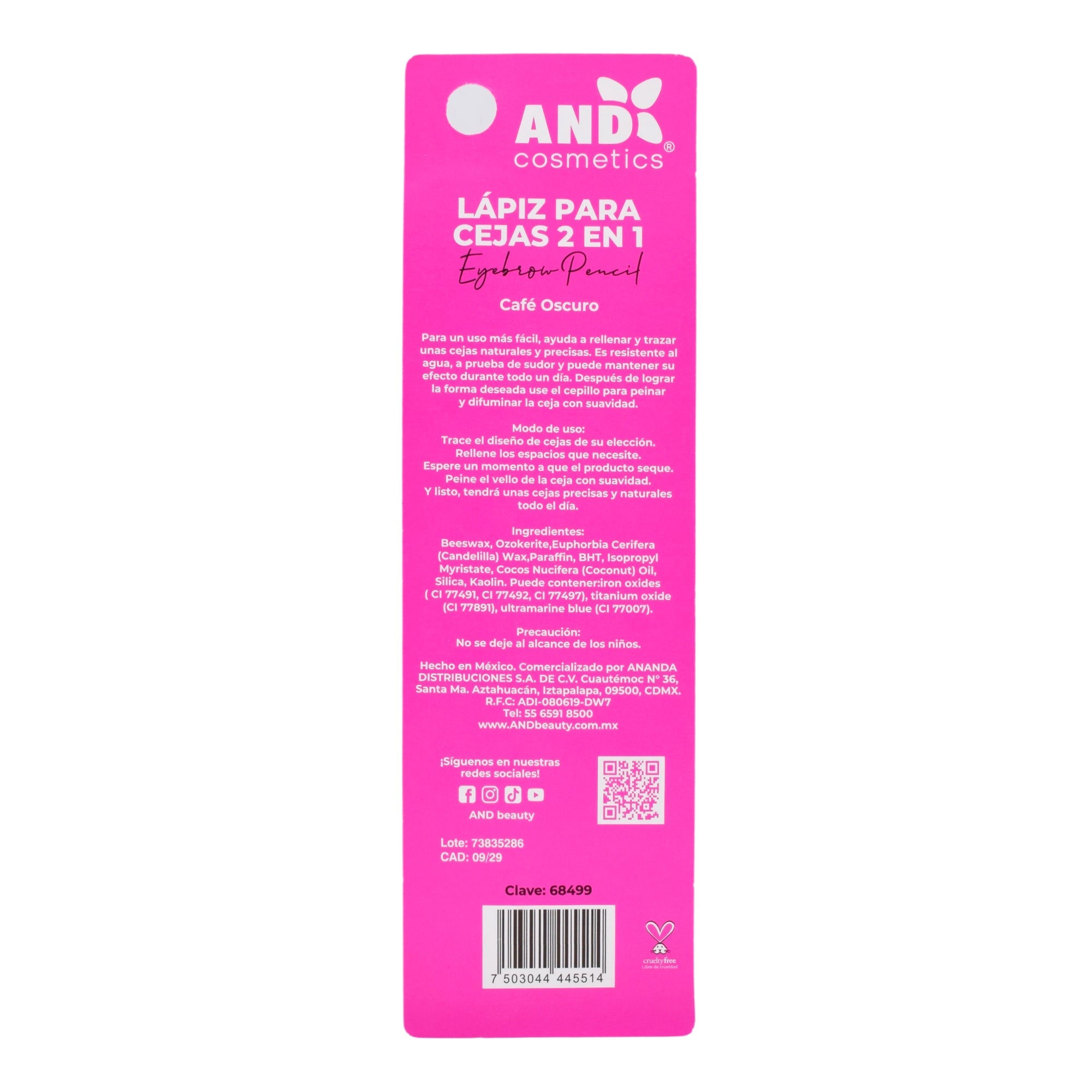 Lapiz Para Cejas 2 En 1 Cafe Oscuro 0.3 G