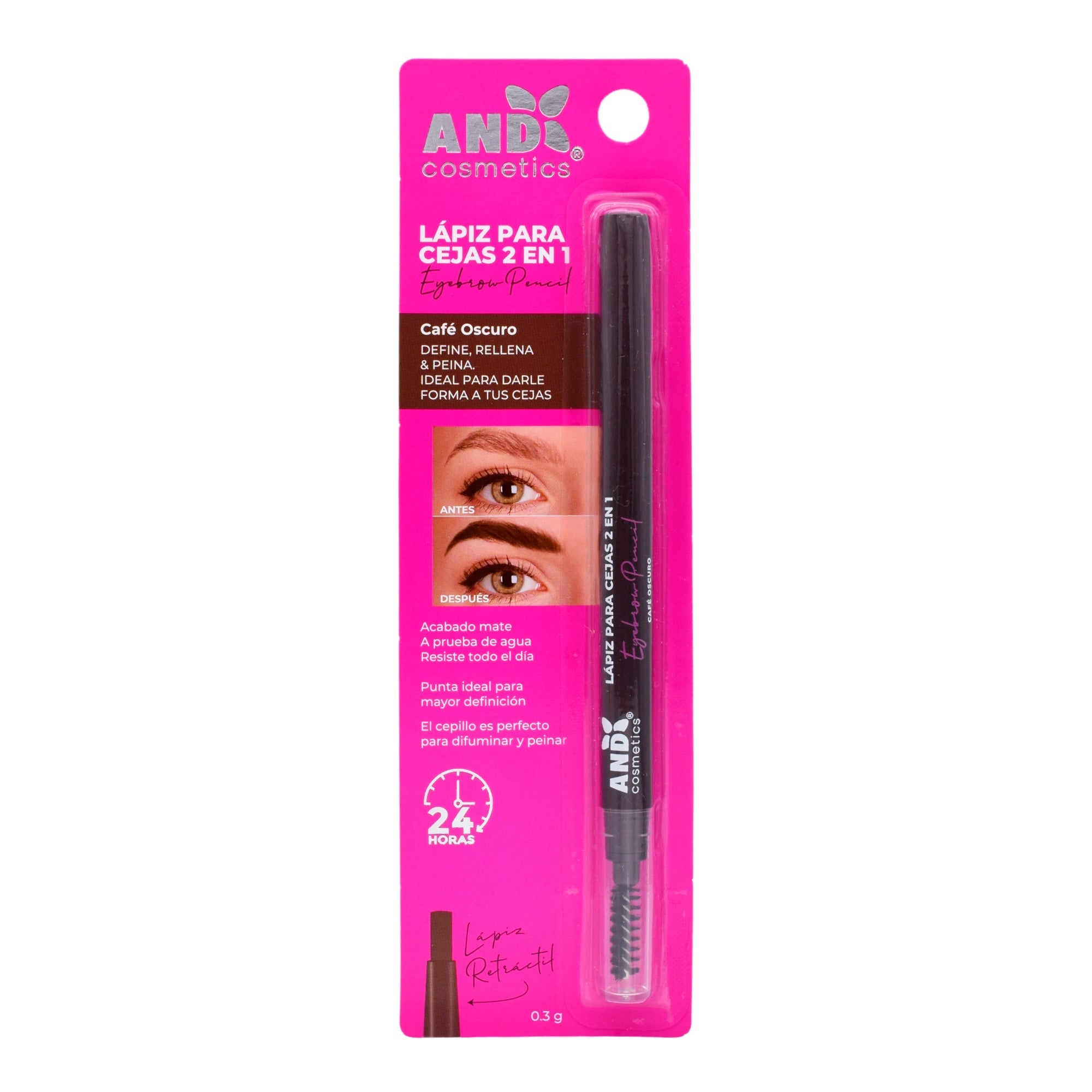 Lapiz Para Cejas 2 En 1 Cafe Oscuro 0.3 G