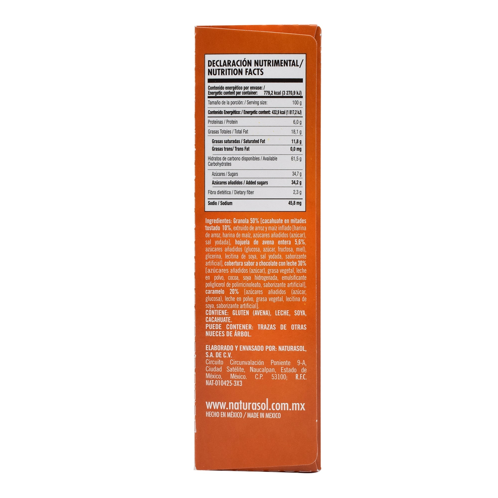 Barra De Granola Con Caramelo Y Chocolate 180 G (Paquete 6)