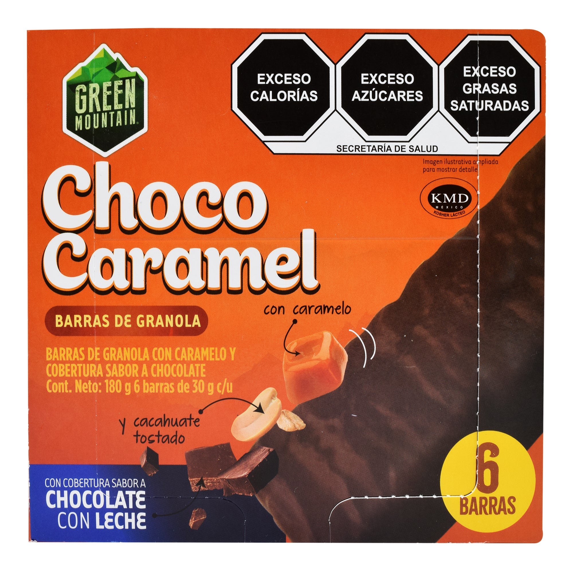 Barra De Granola Con Caramelo Y Chocolate 180 G (Paquete 6)