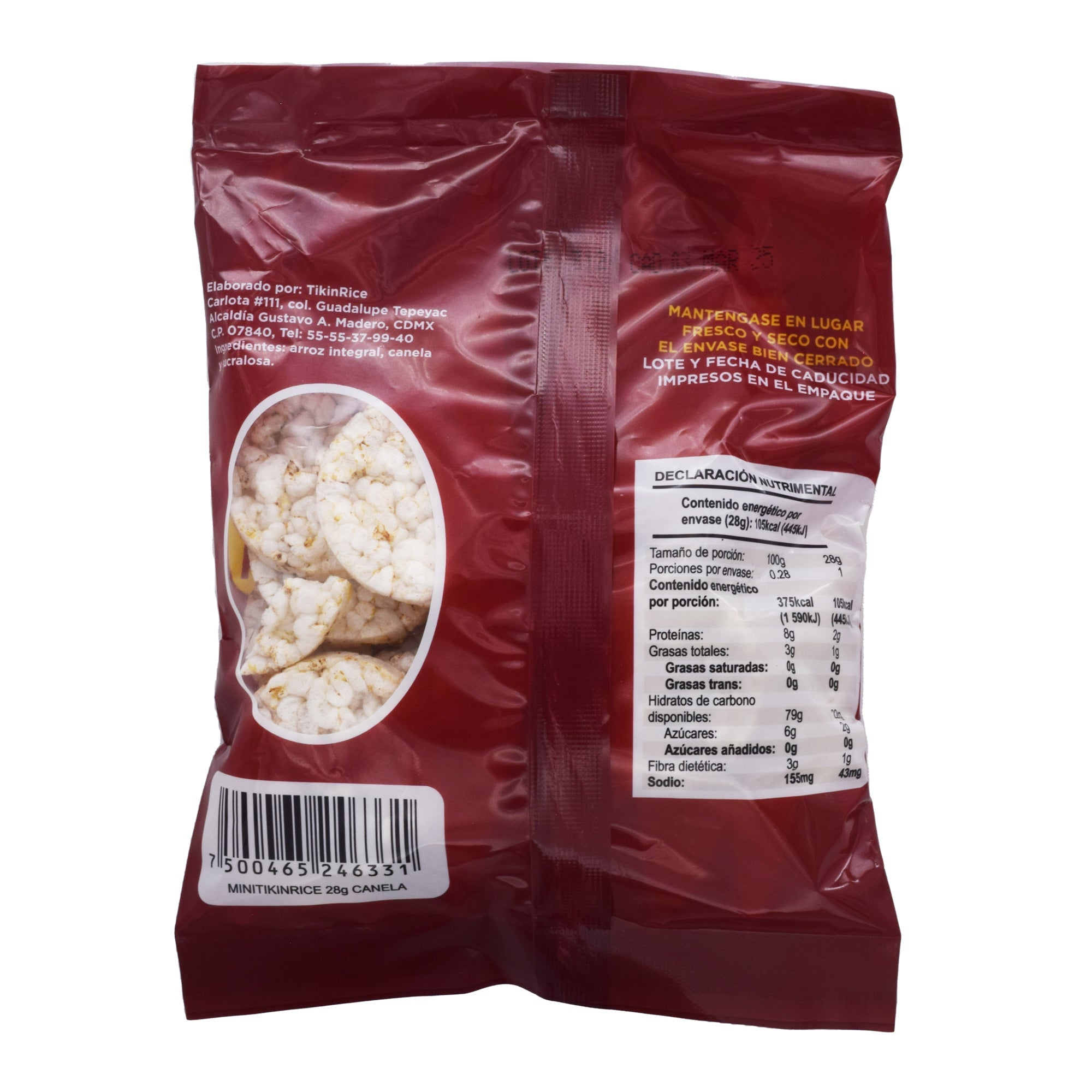 Galletas De Arroz Integral Canela 28 G