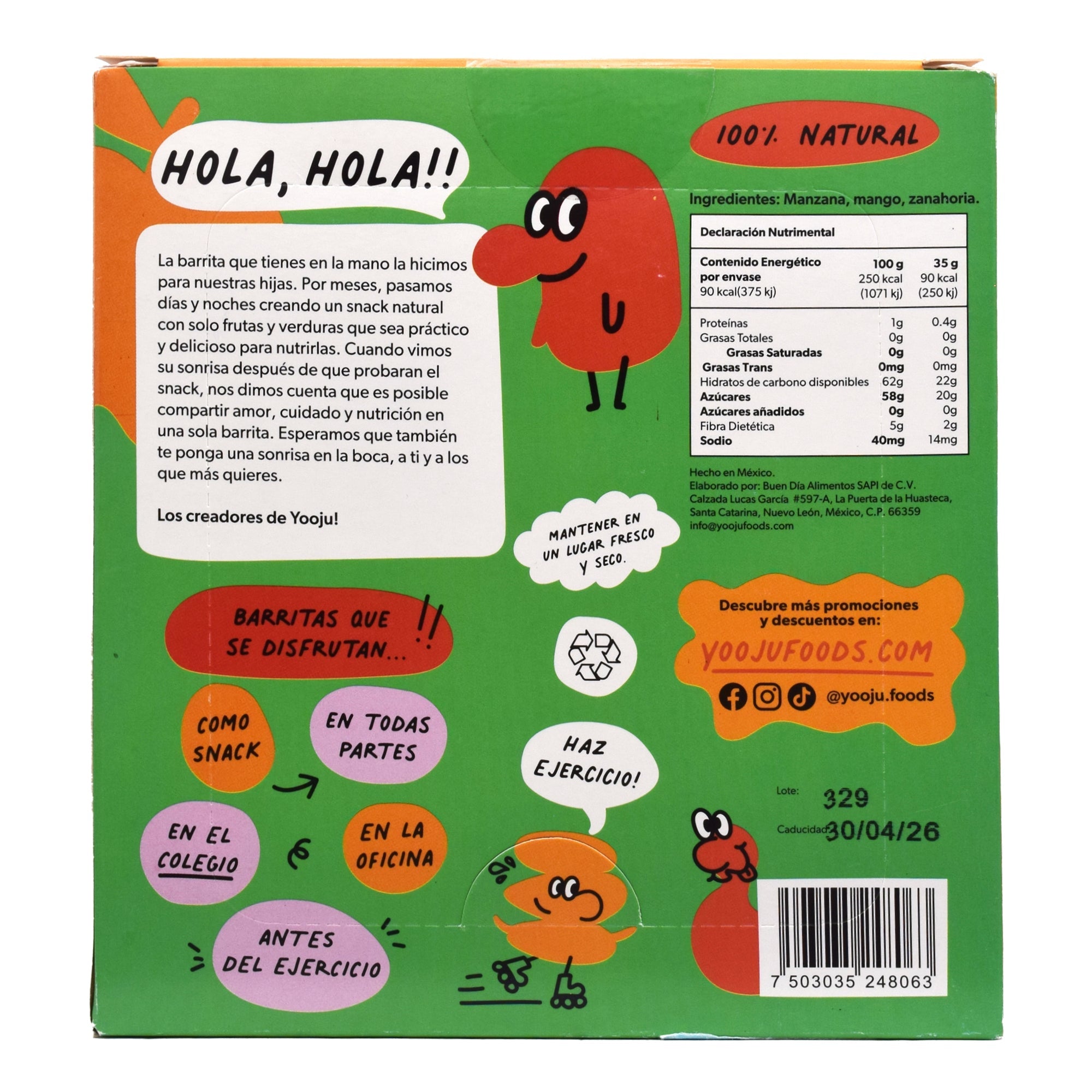 Barra Manzana Zanahoria Mango 35 G (PAQUETE 5)