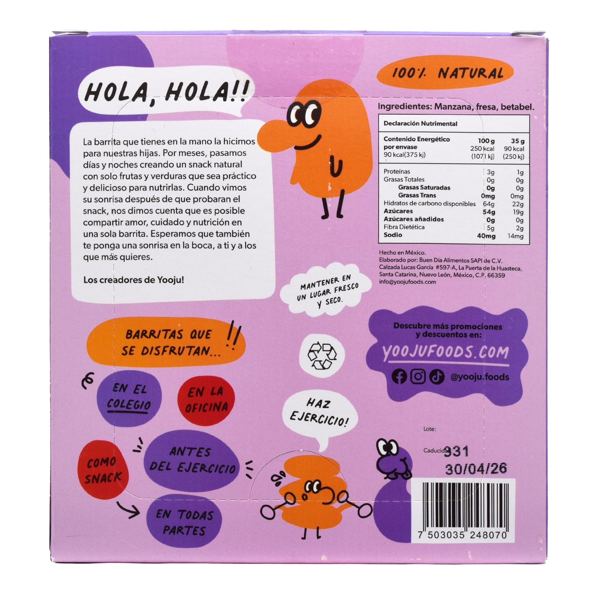 Barra Manzana Fresa Betabel 35 G (PAQUETE 5)