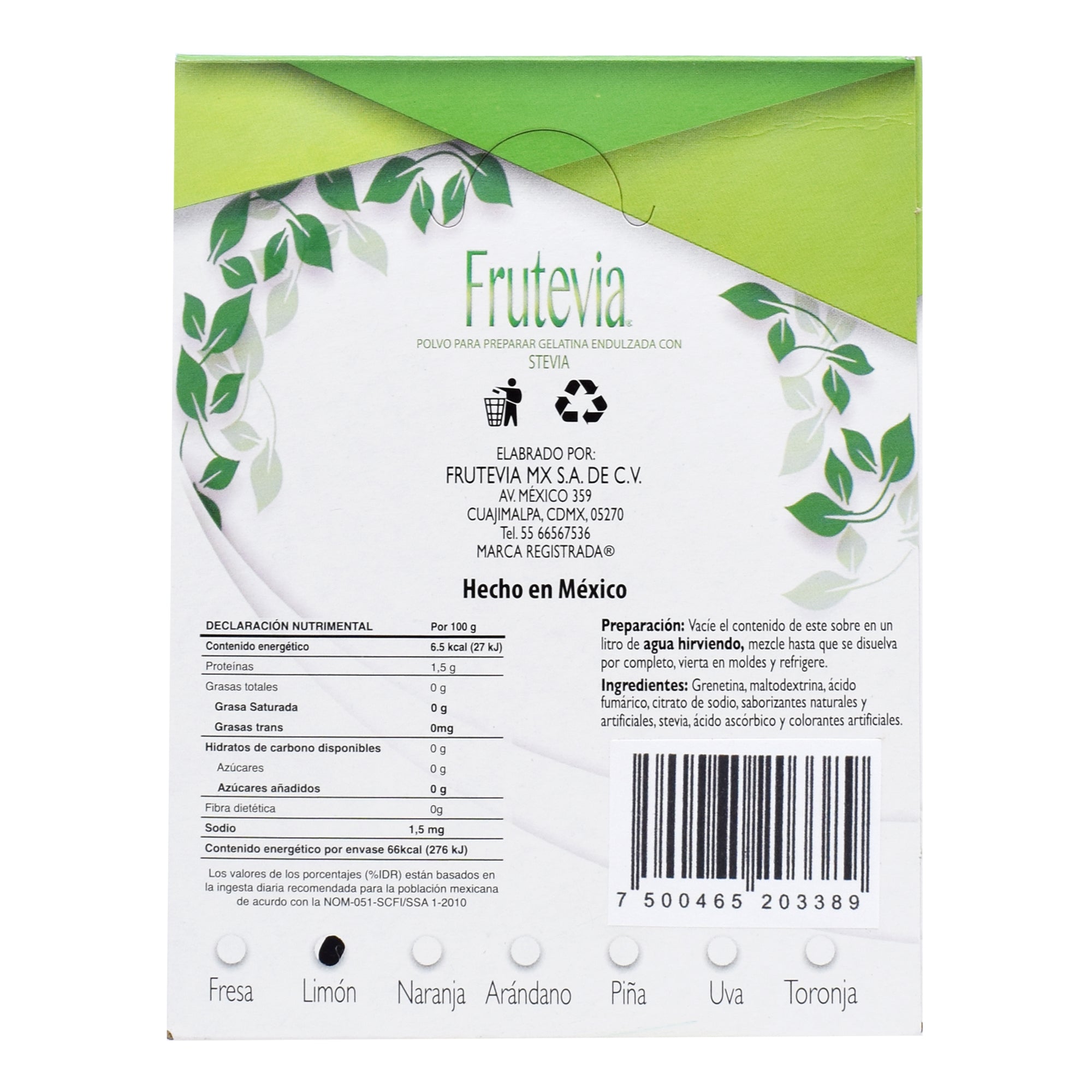 Gelatina Con Stevia Limon 25 G (PAQUETE 24)