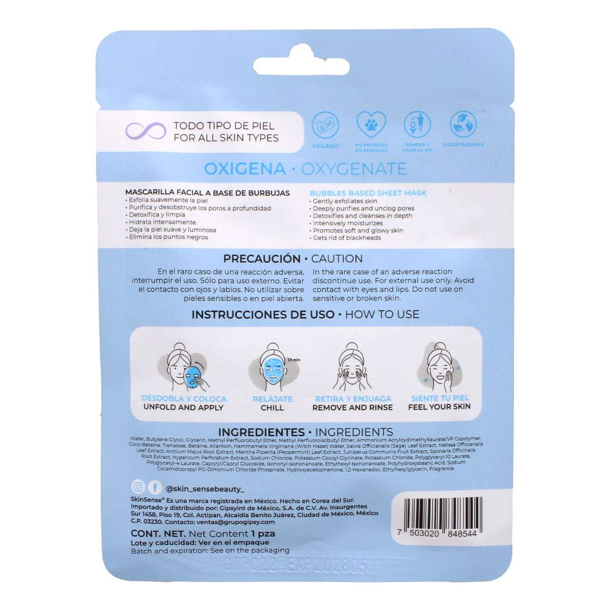 Mascarilla Facial Burbujas De Oxigeno 25 G