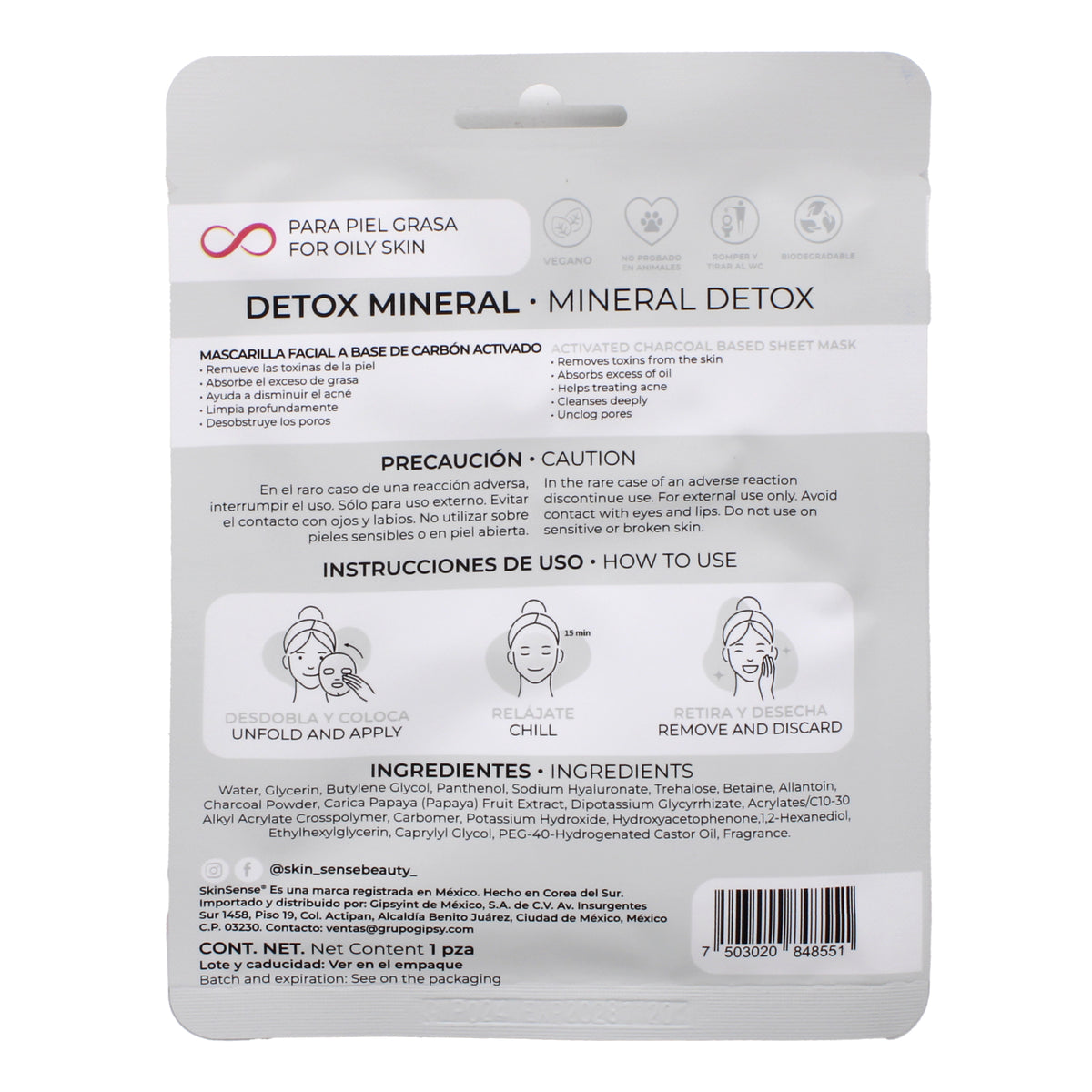 Mascarilla Facial Carbon Activado 25 G