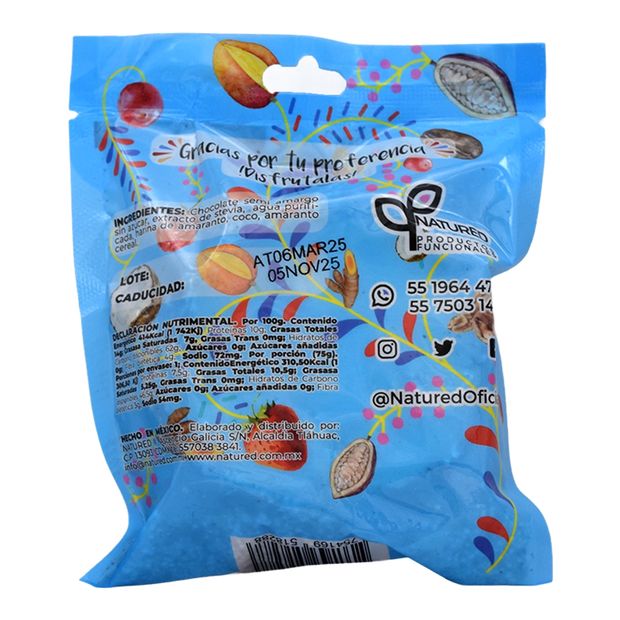 Obleas Amaranto Coco Chocolate Oscuro 75 G (CAJA 10)