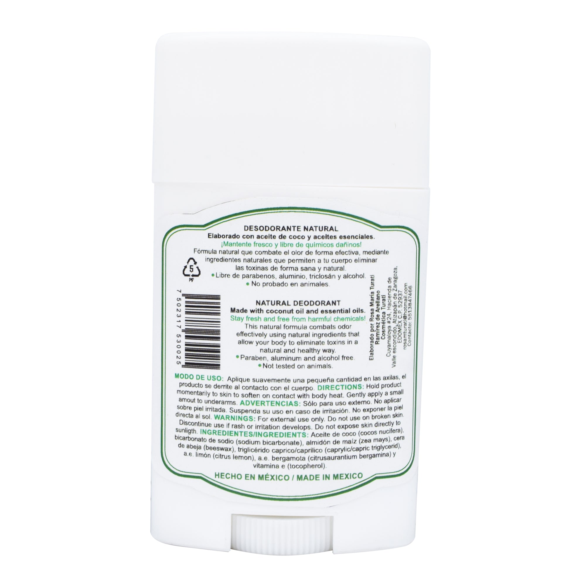 Desodorante En Barra Bergamota Limon 55 G
