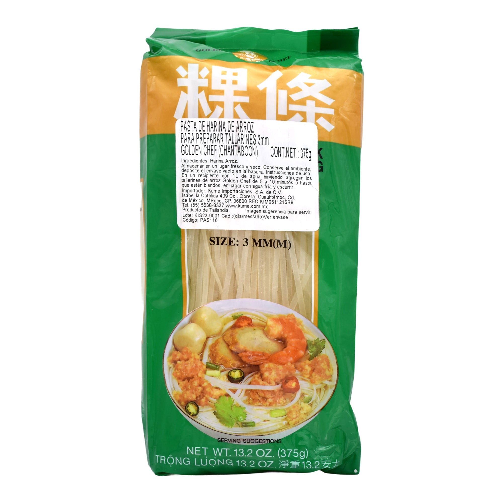 Pasta Harina De Arroz Chantaboon 3mm 375 G