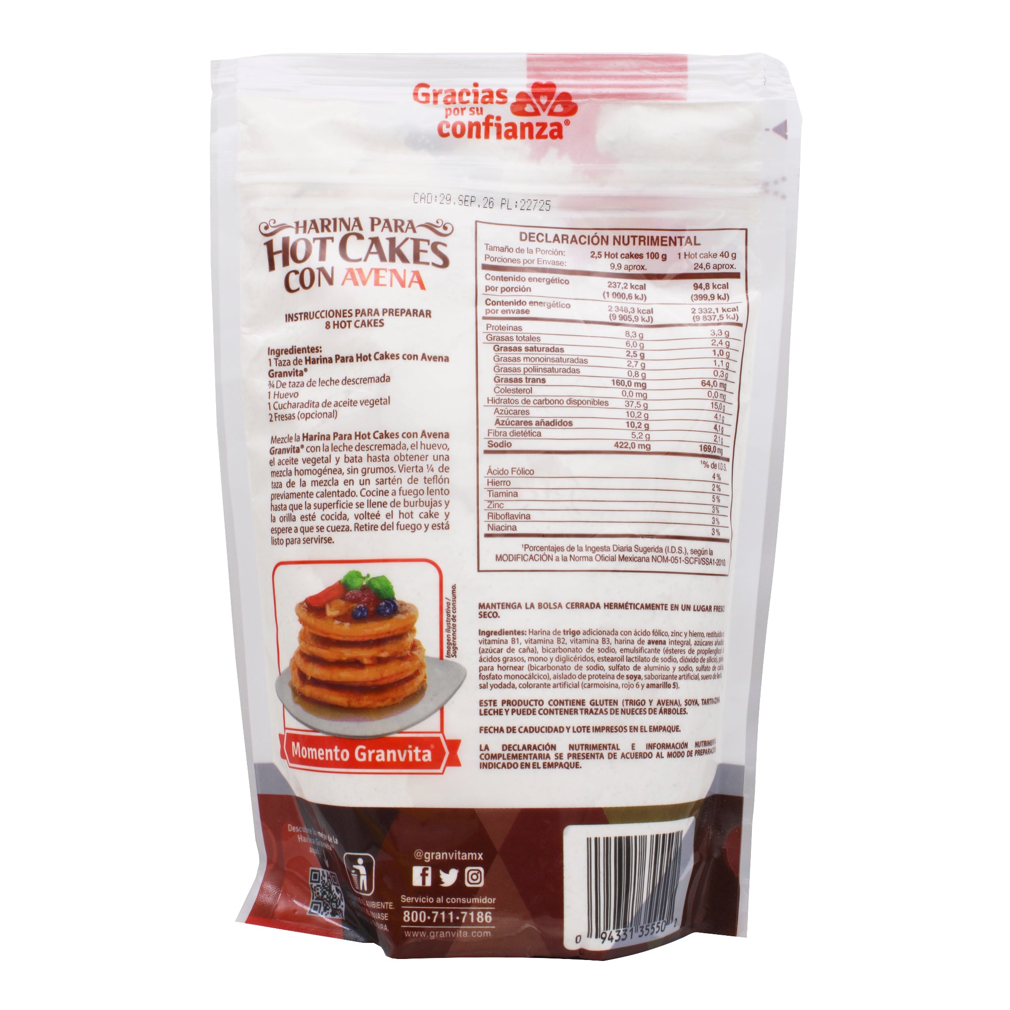 Harina Para Hot Cakes Con Avena 400 G