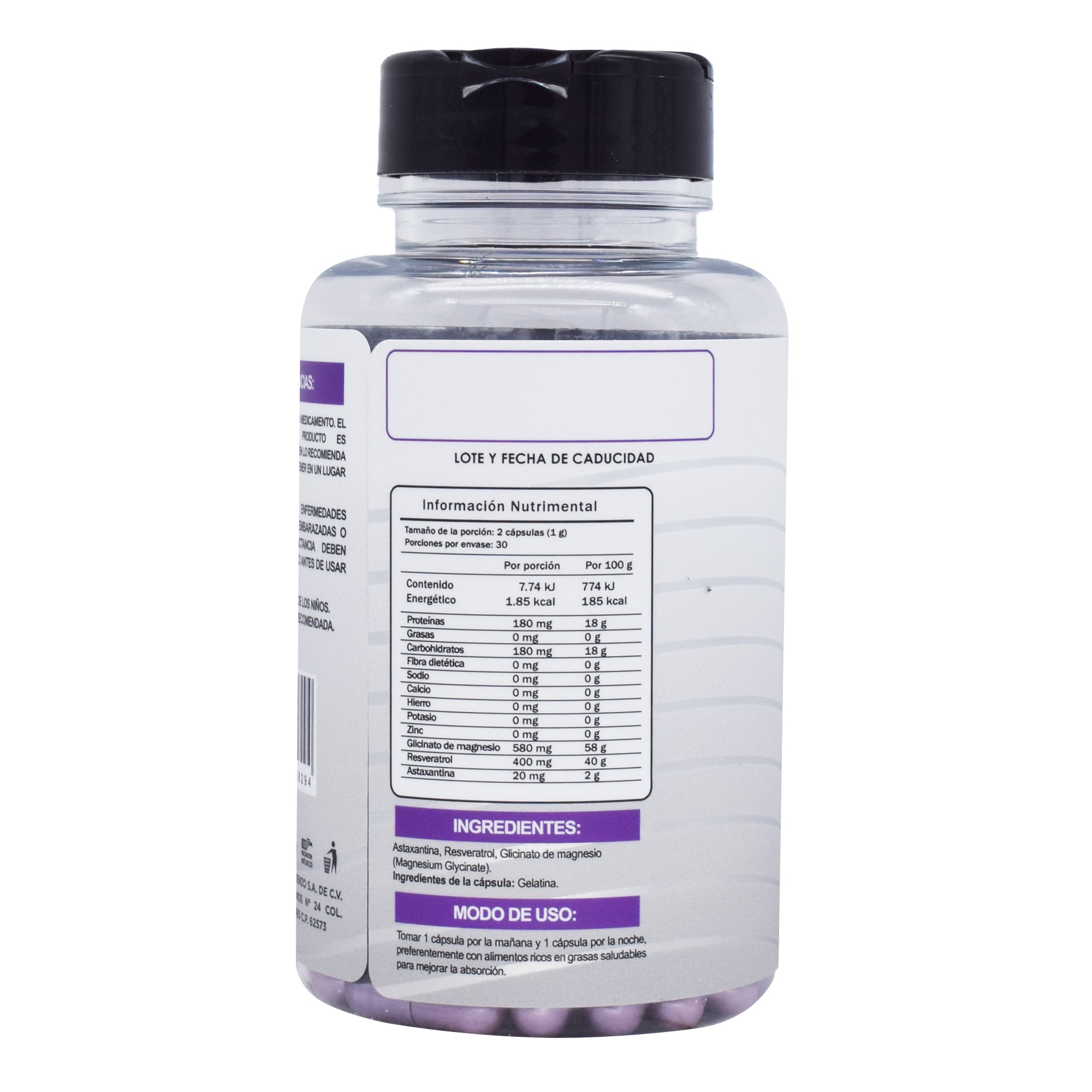 Astaxantina Glicinato De Magnesio Resveratrol 60 Cap