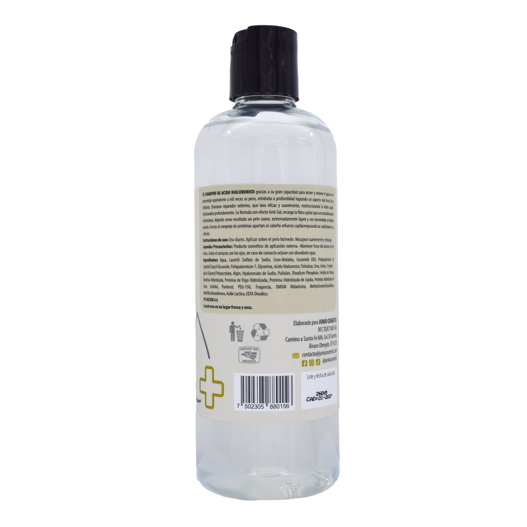 Shampoo Acido Hialuronico Keratina Pantenol 500 Ml