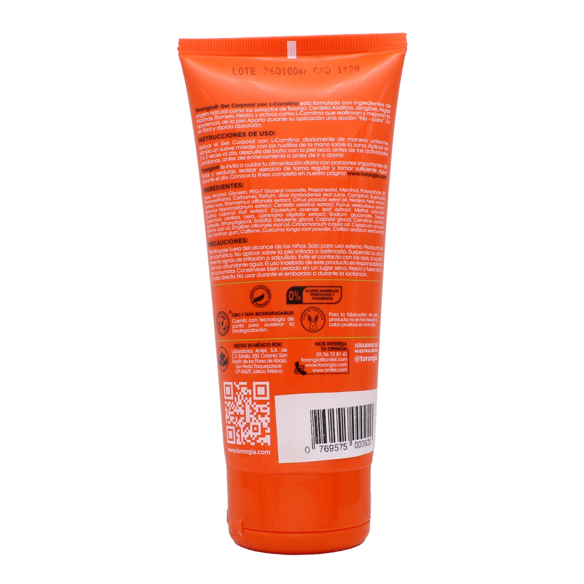 Gel Corporal Torongia Men Con L Carnitina 180 G