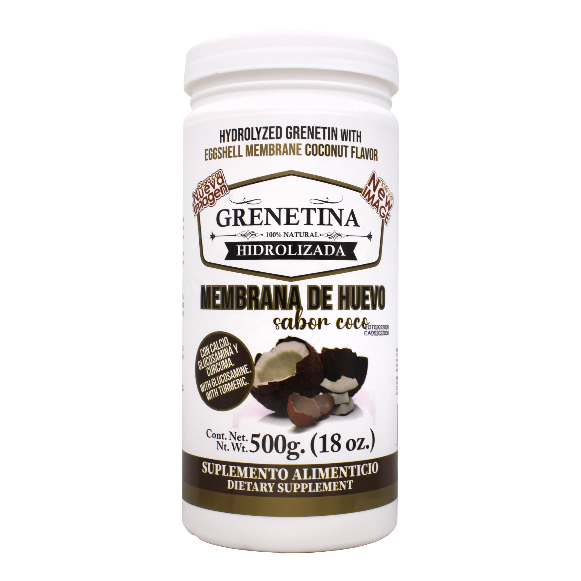 Grenetina Hidrolizada C/ Membrana De Hvo Sab Coco 500 G