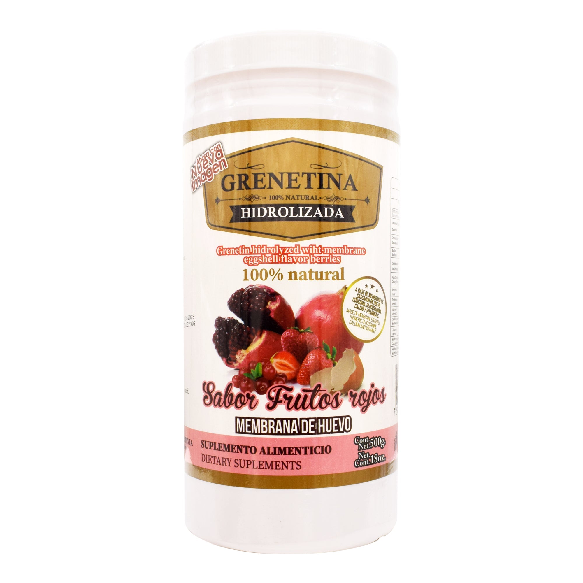 Grenetina Hidrolizada C/ Membrana De Hvo Sab Frutos Rojos 500 G