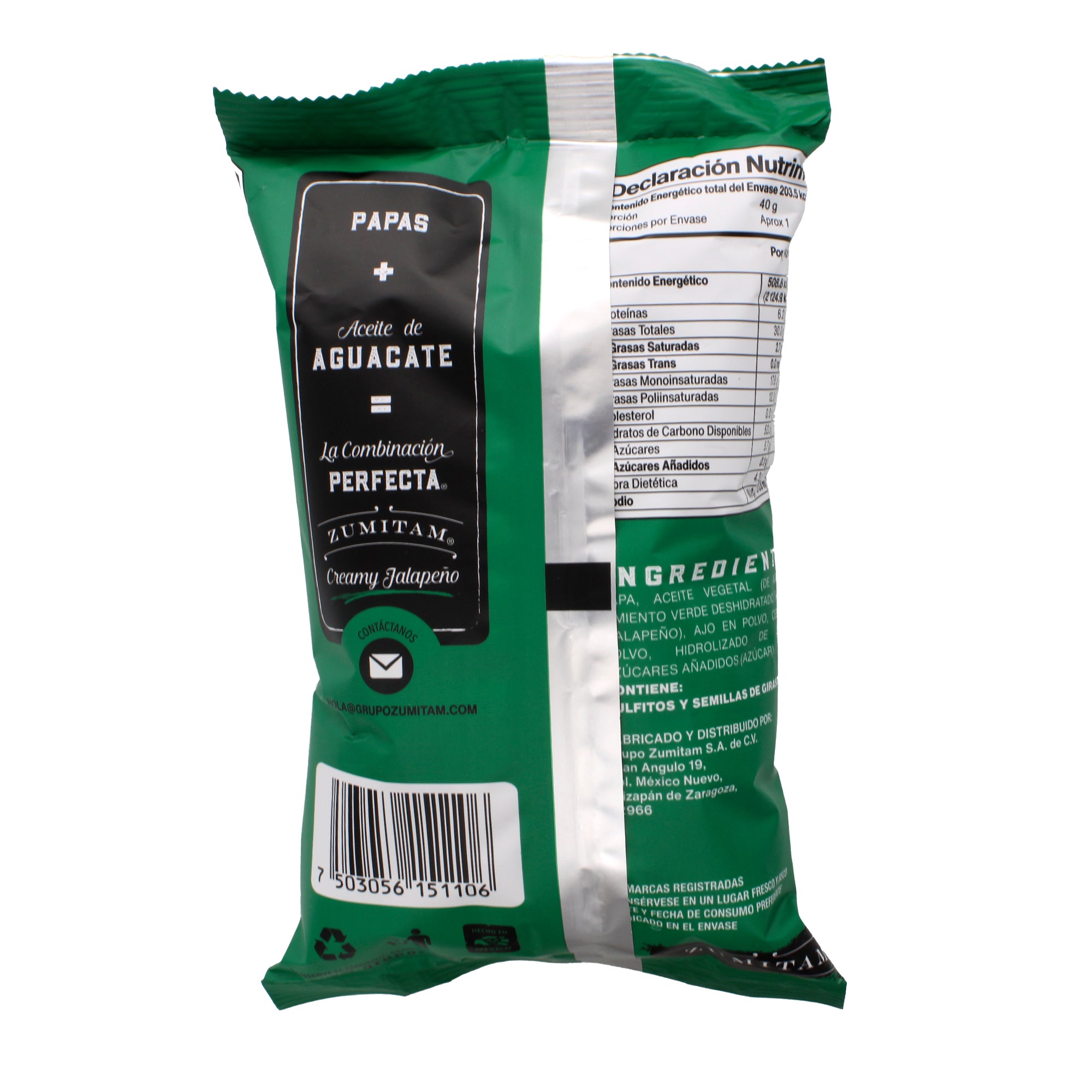 Papas Aceite De Aguacate Creamy Jalapeño 40 G