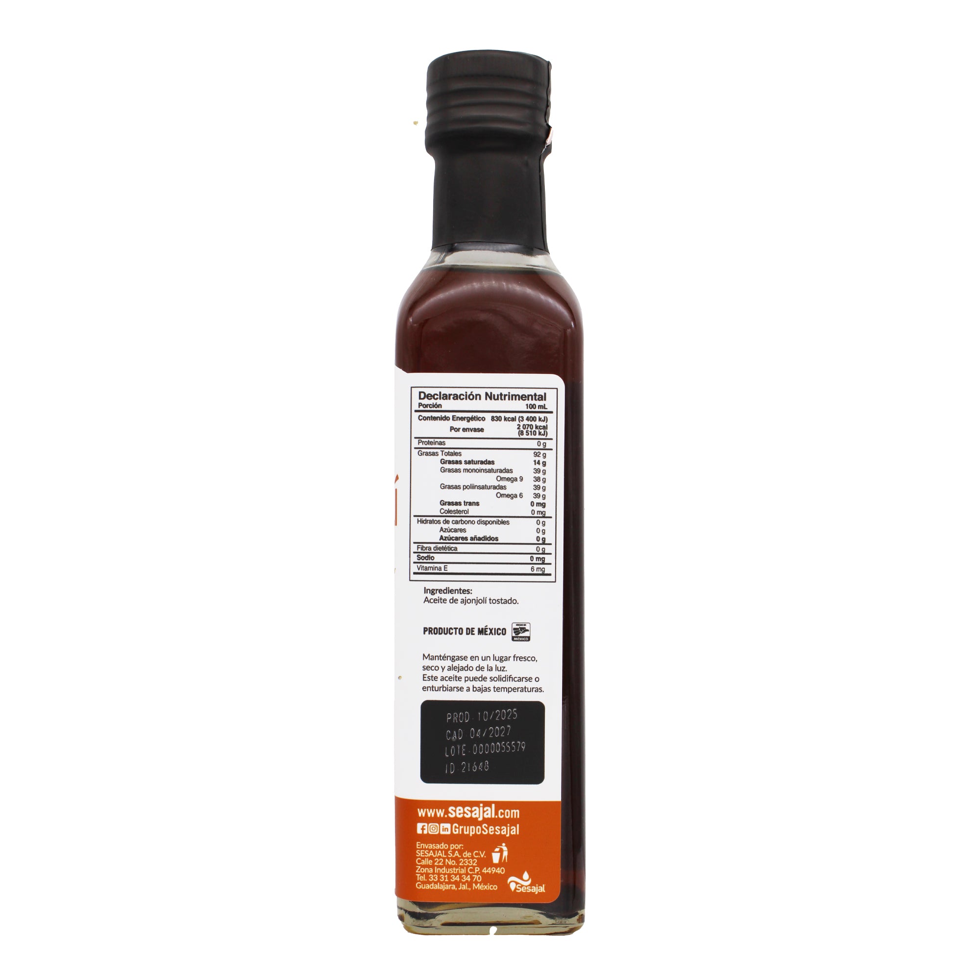 Aceite De Ajonjoli Tostado 250 Ml
