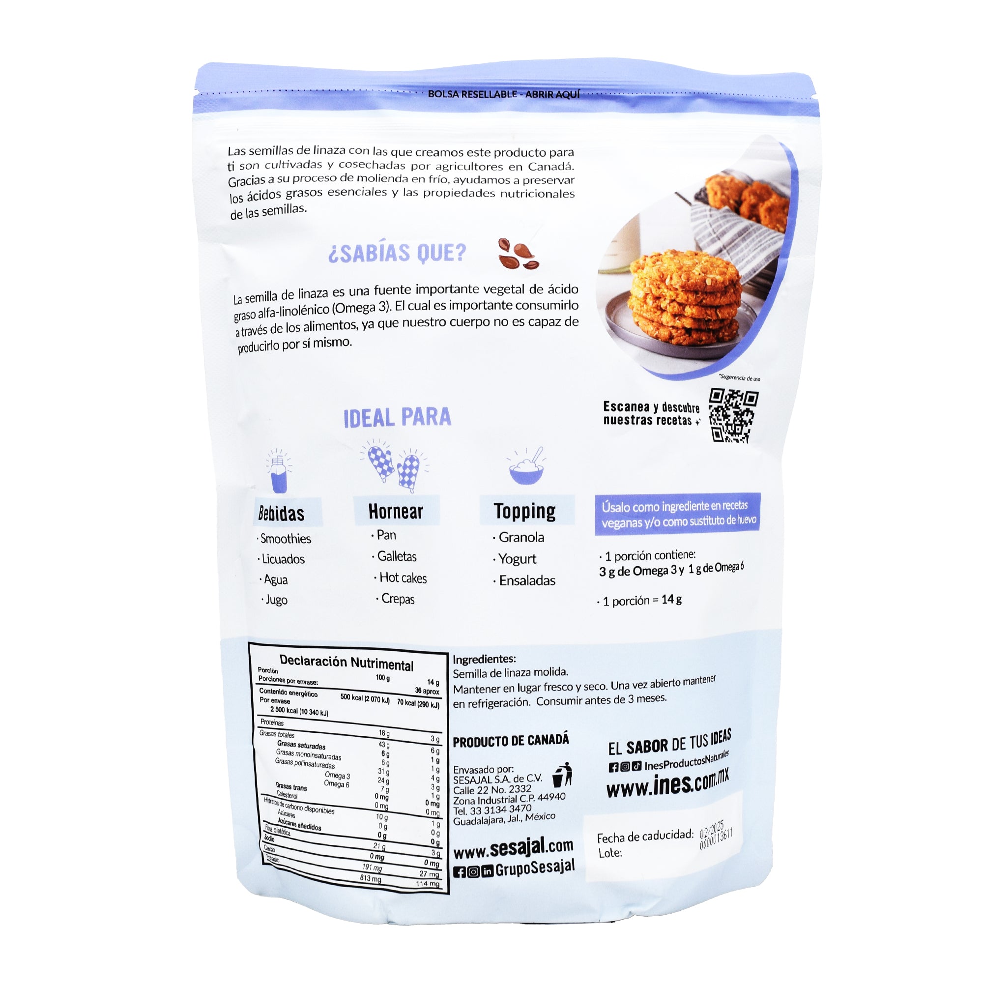 Linaza Molida En Frio 500 G