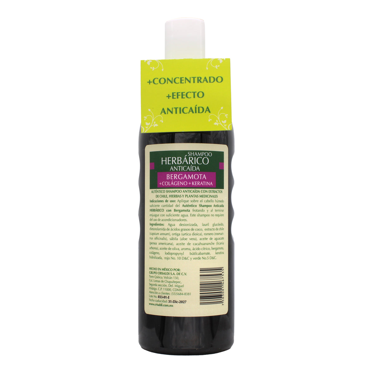 Shampoo Anticaida Con Bergamota Colageno Y Queratina 600 Ml