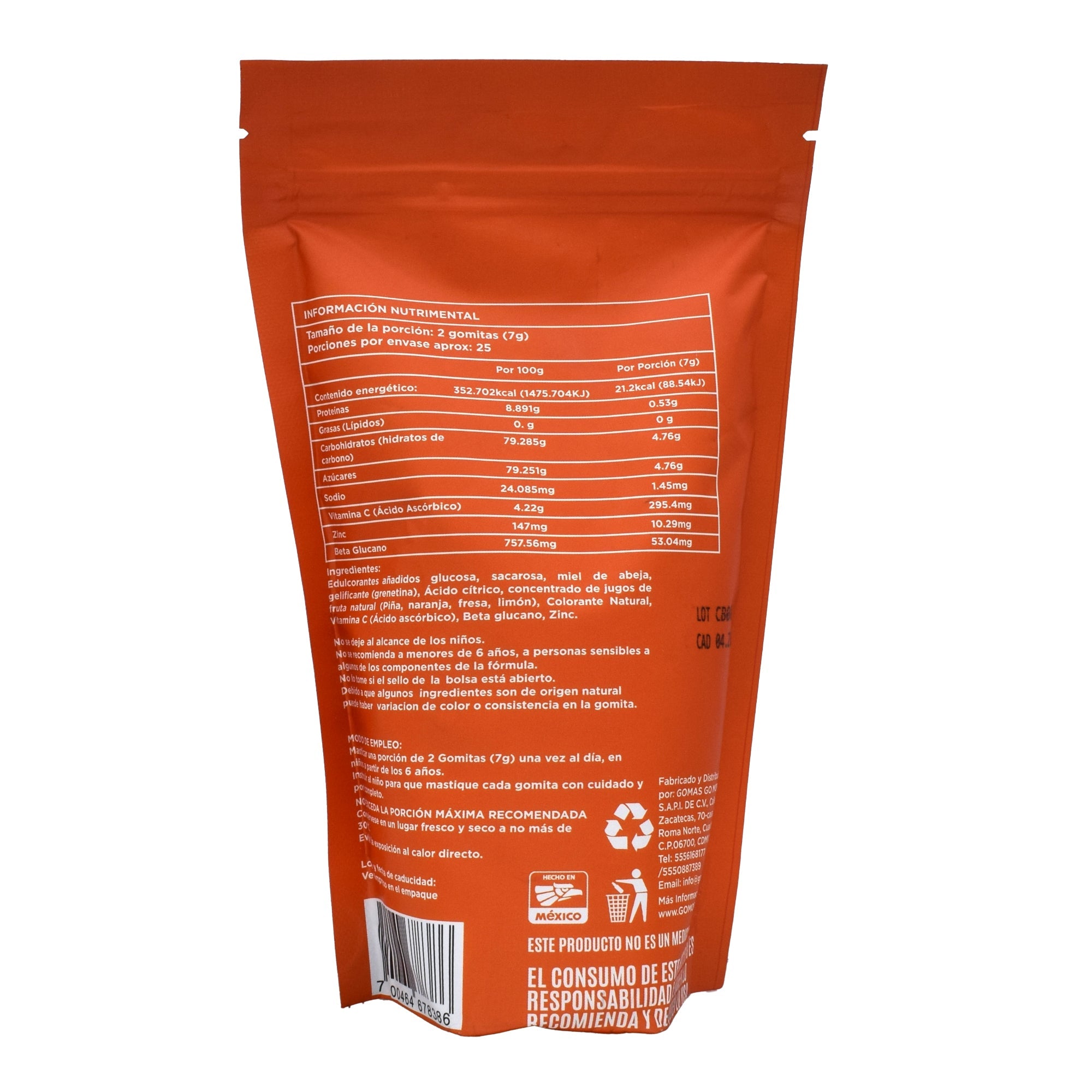 Gomitas Kids Vitamina C Zinc Y Beta Glucano 180 G