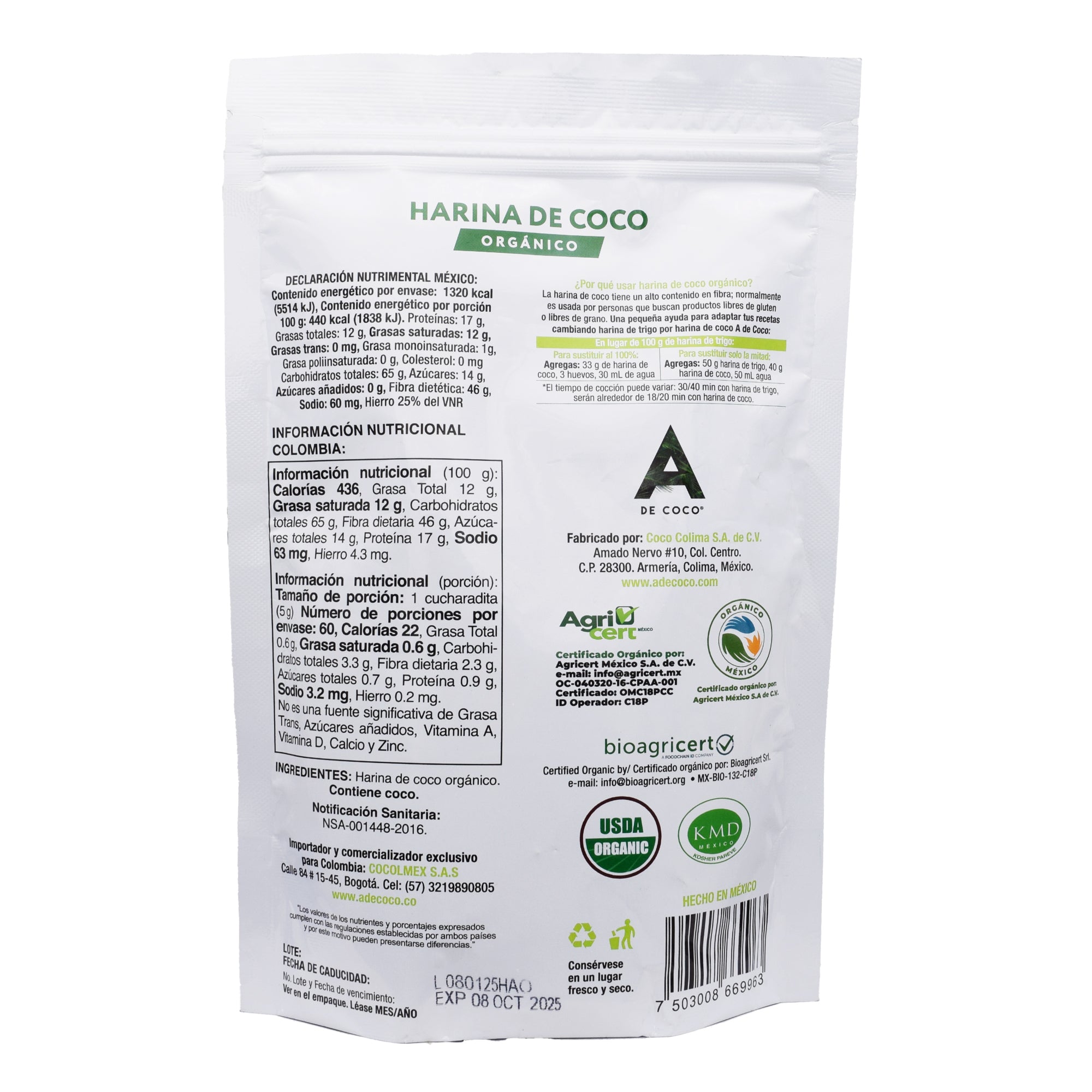 Harina De Coco Organica 300 G