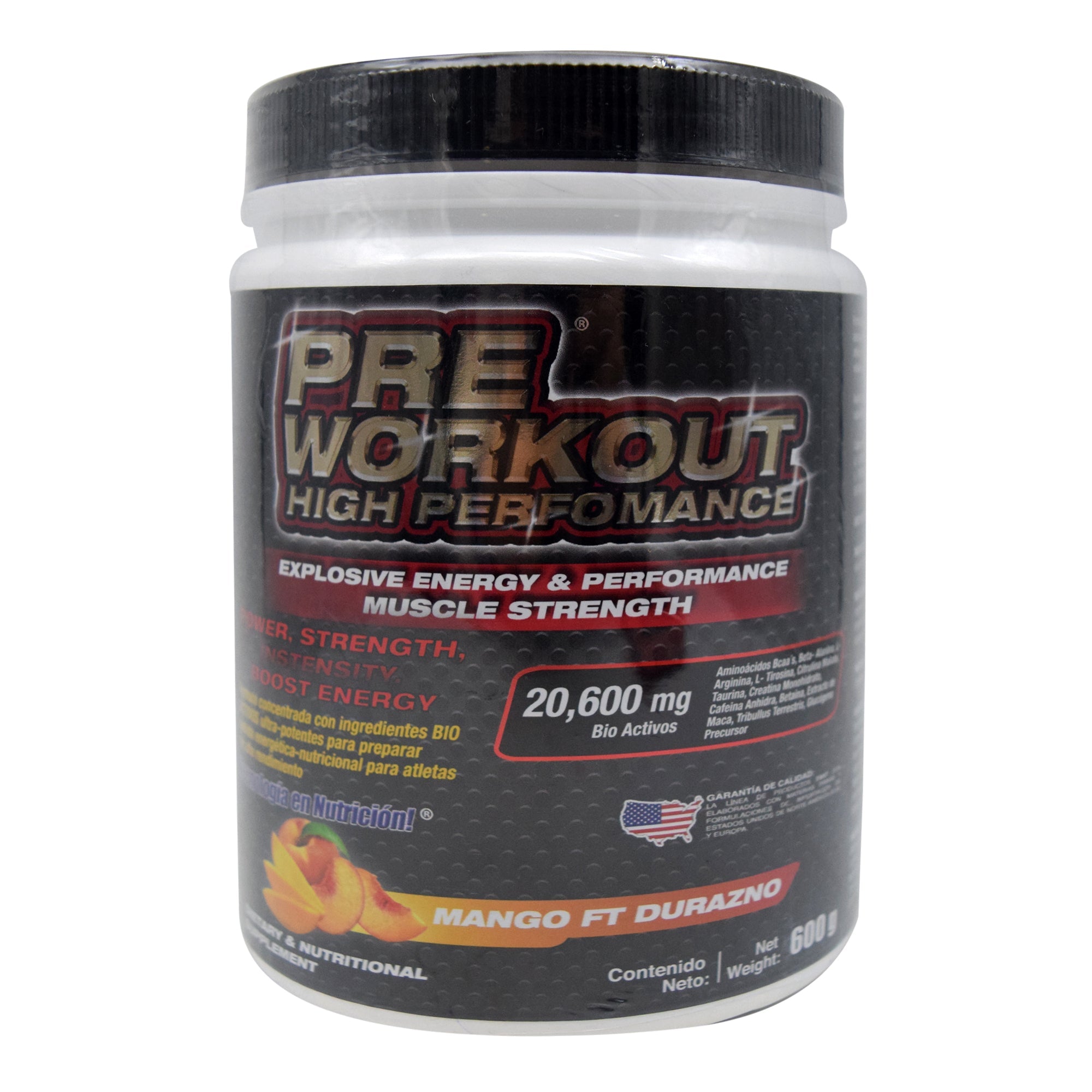 Pre Workout Mango Durazno 600 G