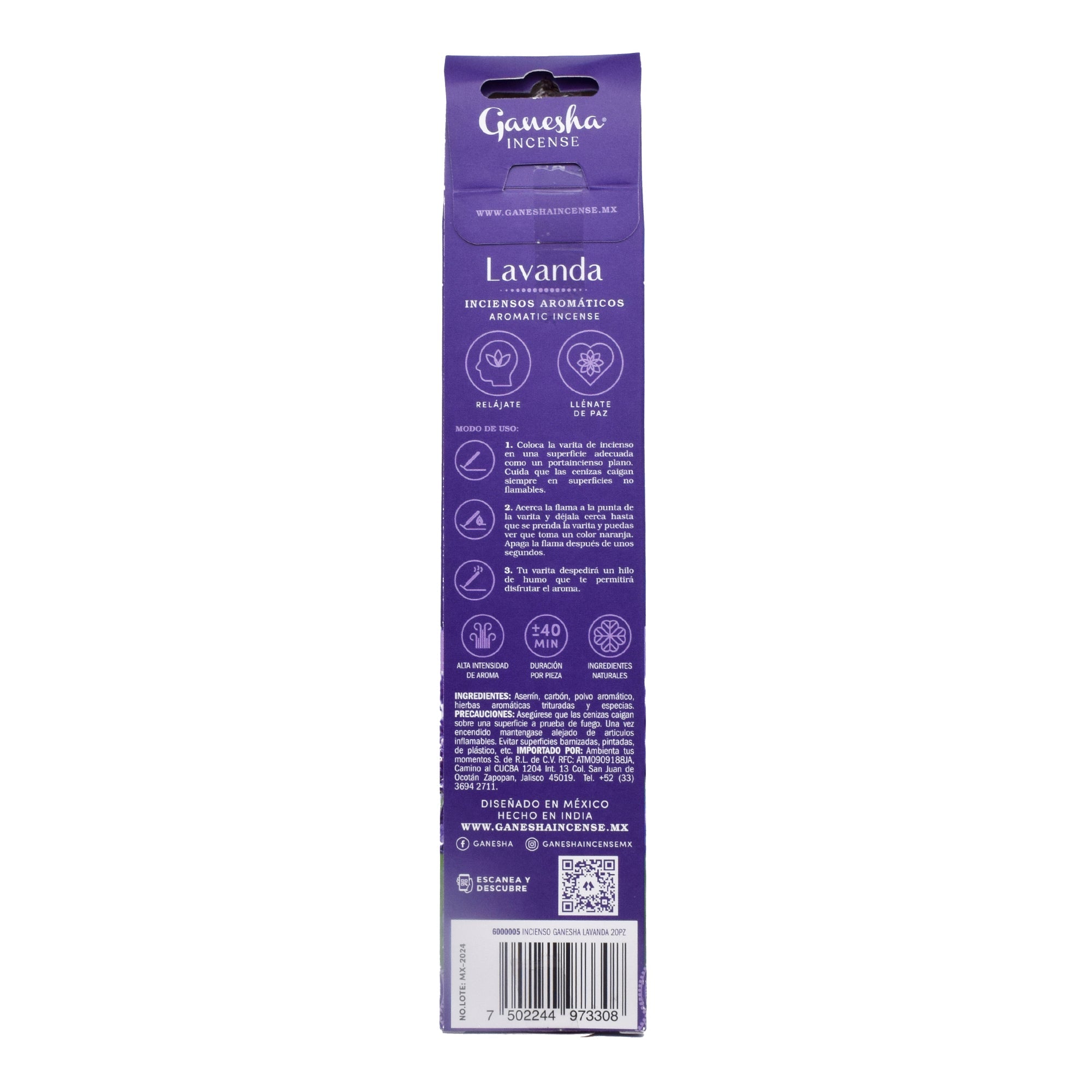 Incienso Aromatico Lavanda 20 Pzas