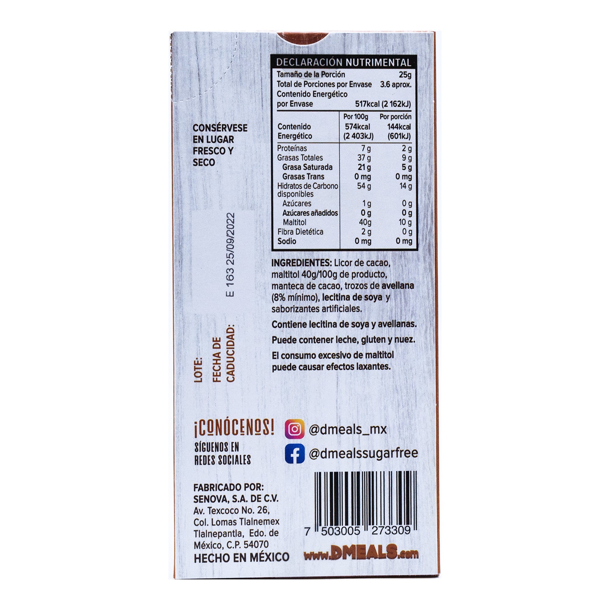 Chocolate En Barra Con Avellanas 90 G