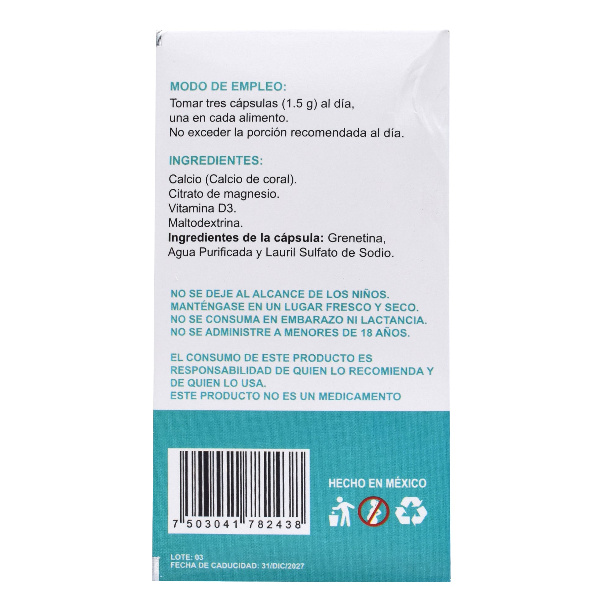 Calcio De Coral 90 Cap