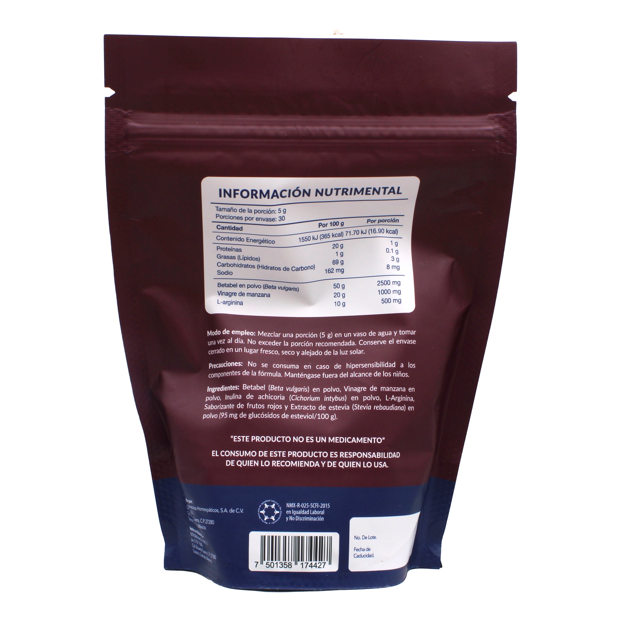 Betabel Vinagre De Manzana L Arginina 150 G