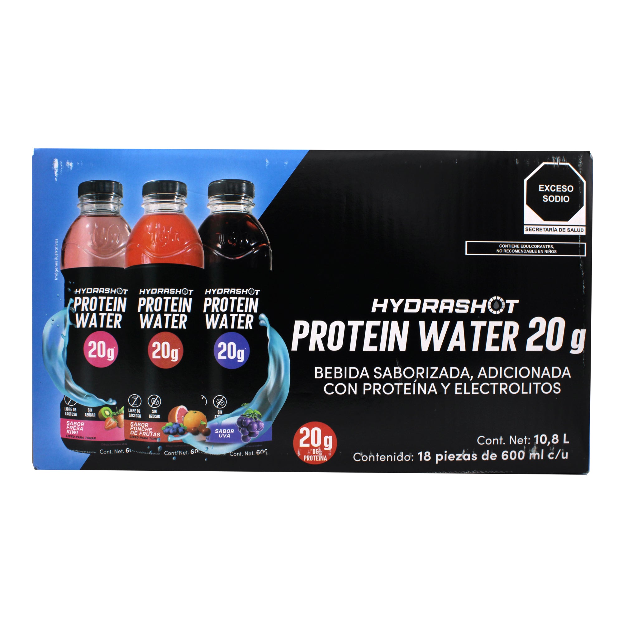 Hydrashot Protein Water 20 G Varios Sabores 600 Ml