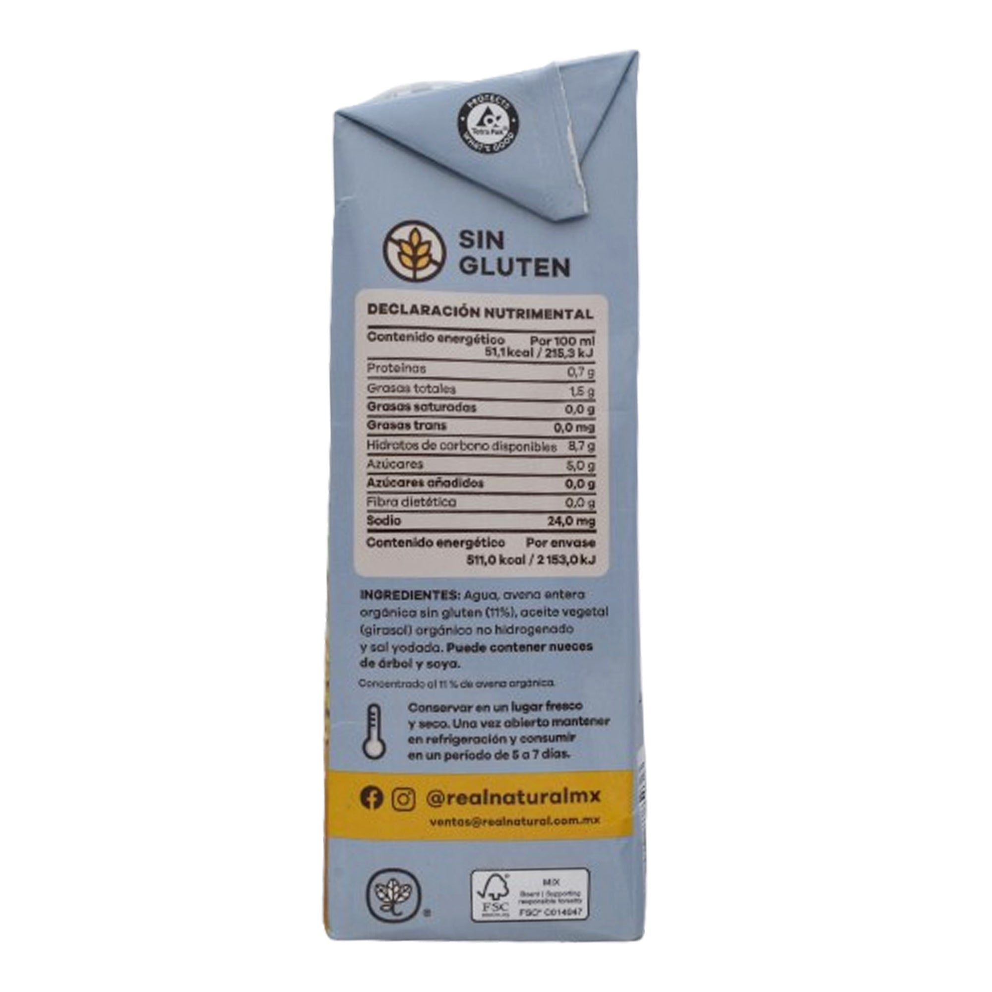 Bebida De Avena Organica 1 L