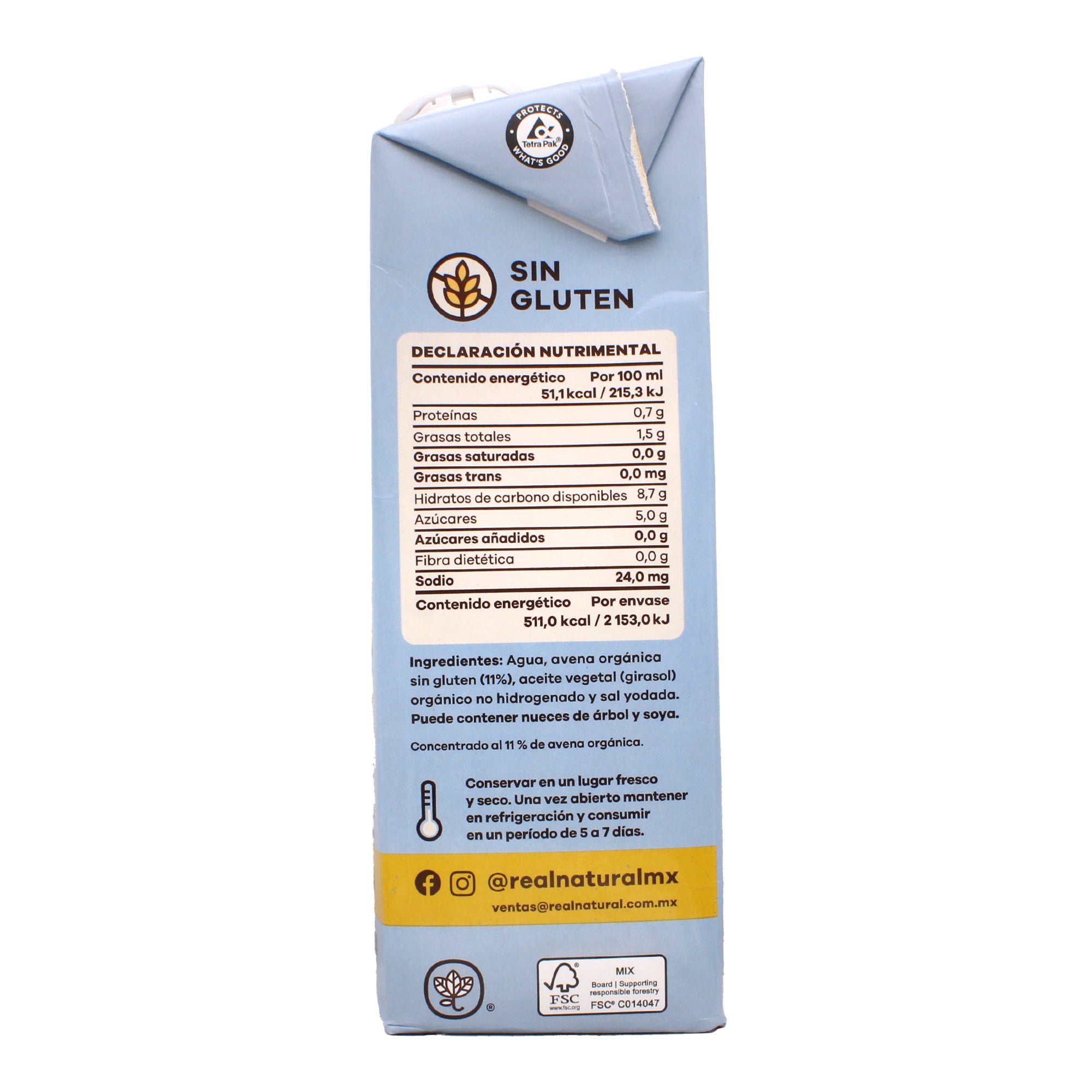 Bebida De Avena Organica 1 L