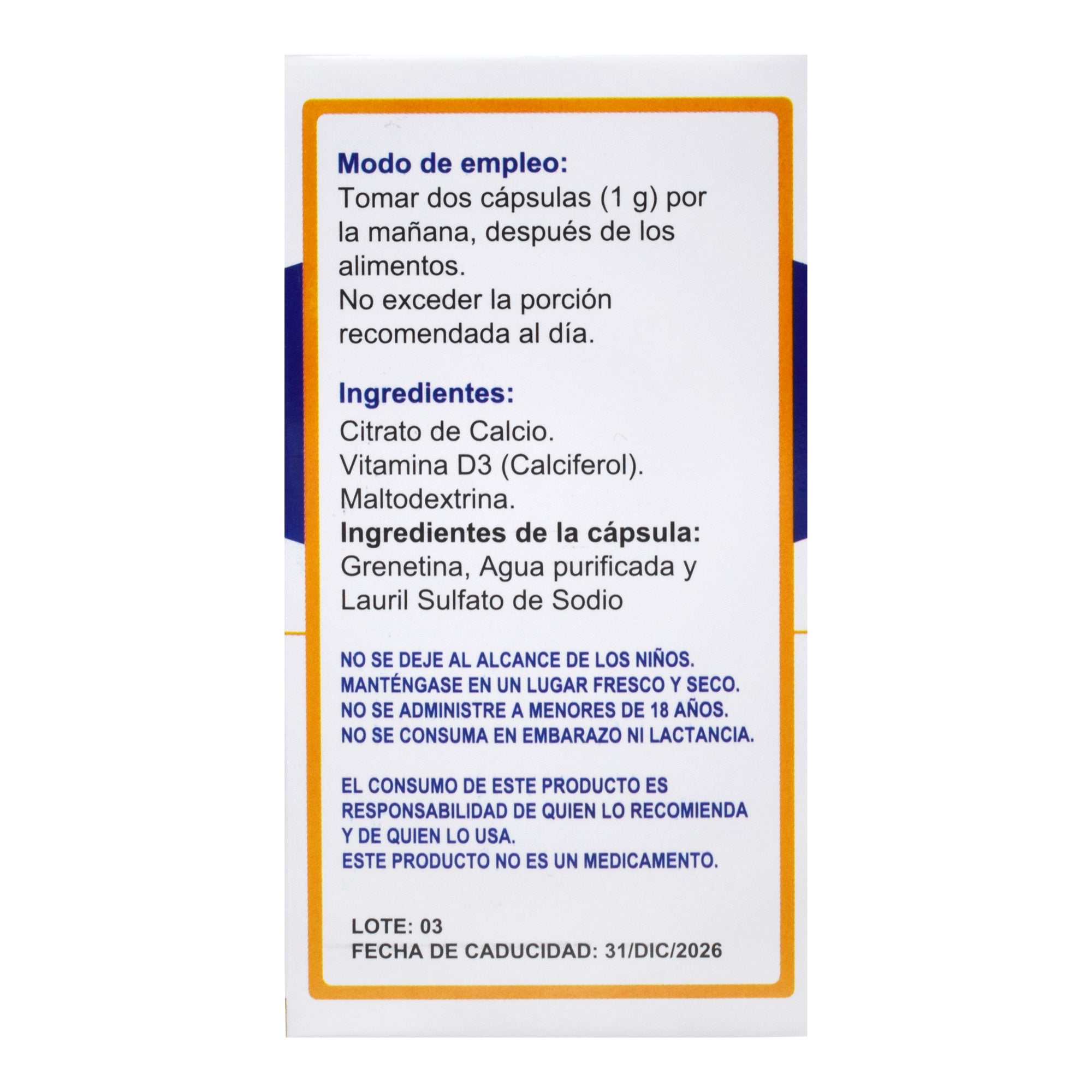 Citrato De Calcio Vitamina D3 60 Cap