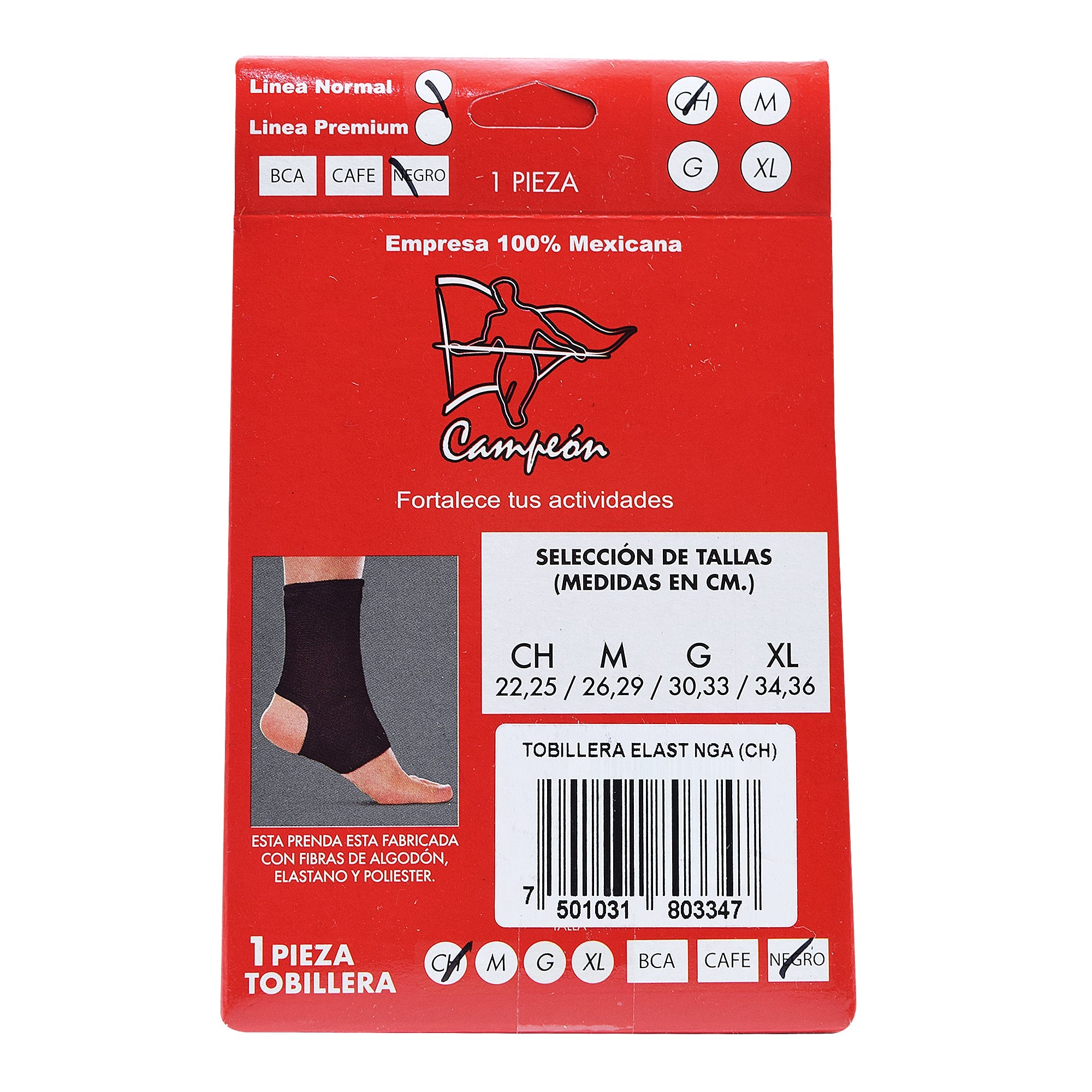 Tobillera Elastica Negra Ch