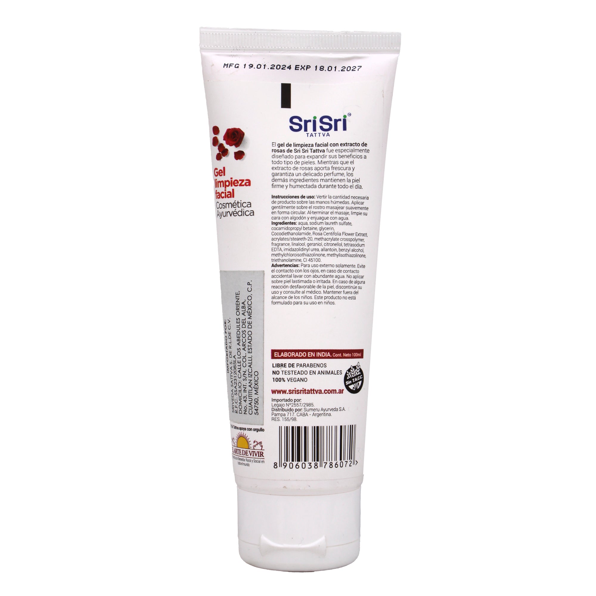 Gel Limpieza Facial Extracto De Rosas 100 Ml