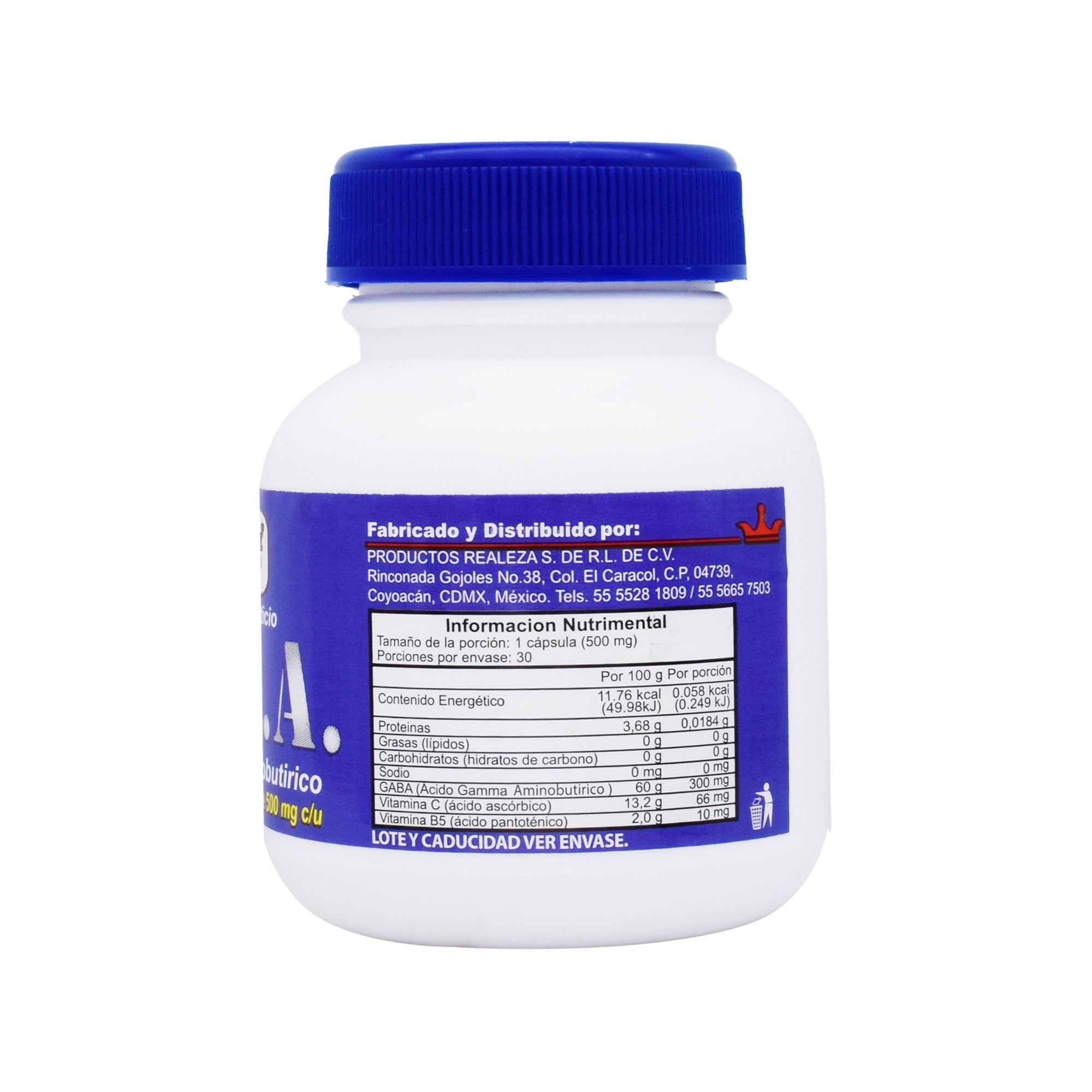 Gaba  Acido Y Aminobutirico 500 Mg  30 Caps