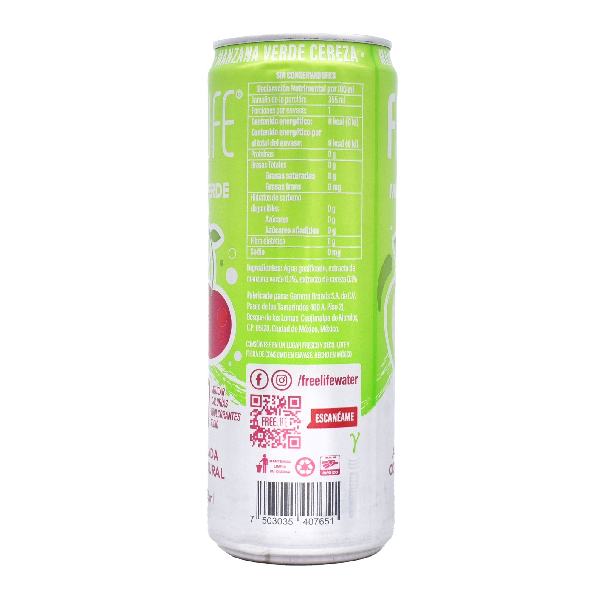 Agua Gasificada Manzana Verde Cereza 355 Ml