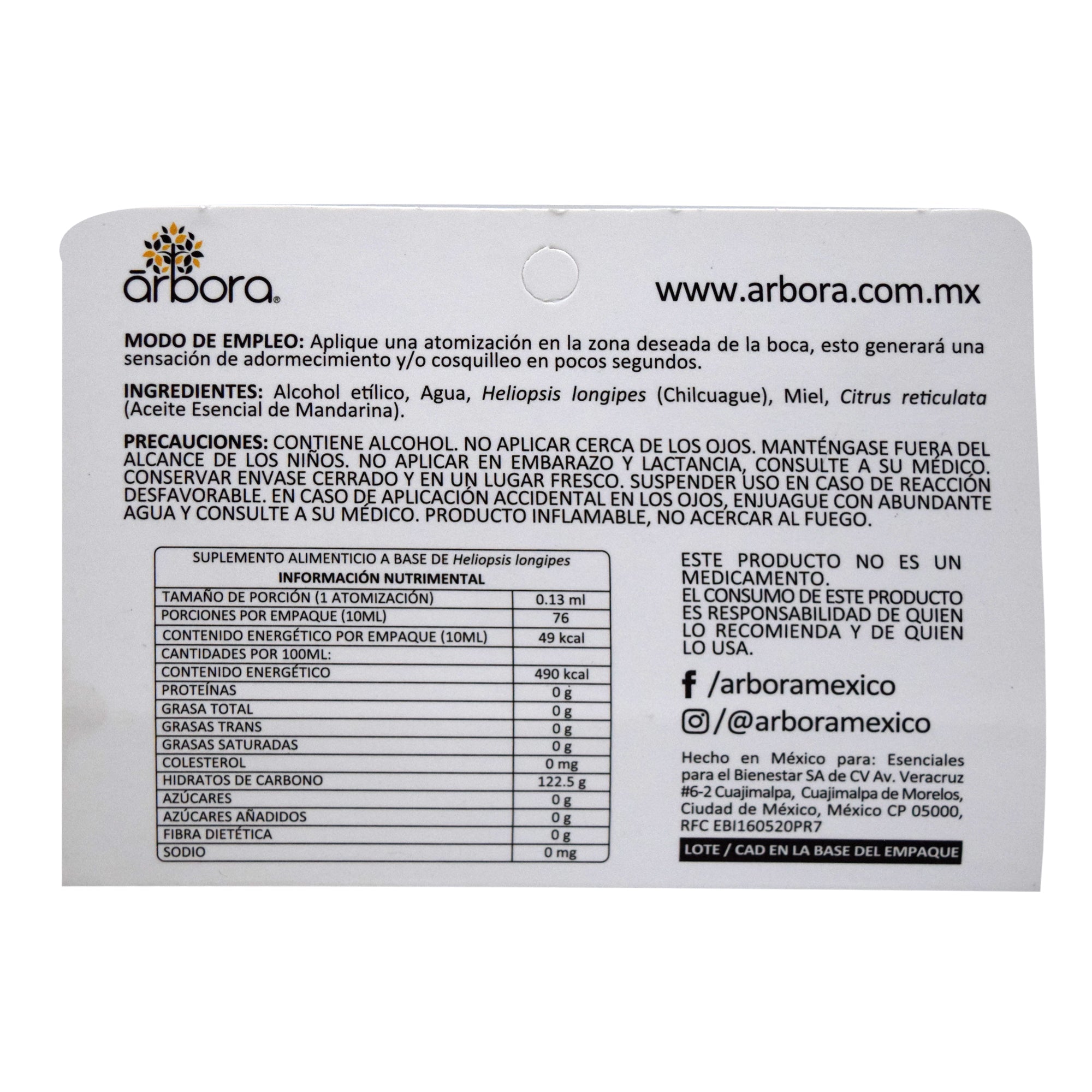 Spray Con Raiz De Chilcuague Mandarina 10 Ml