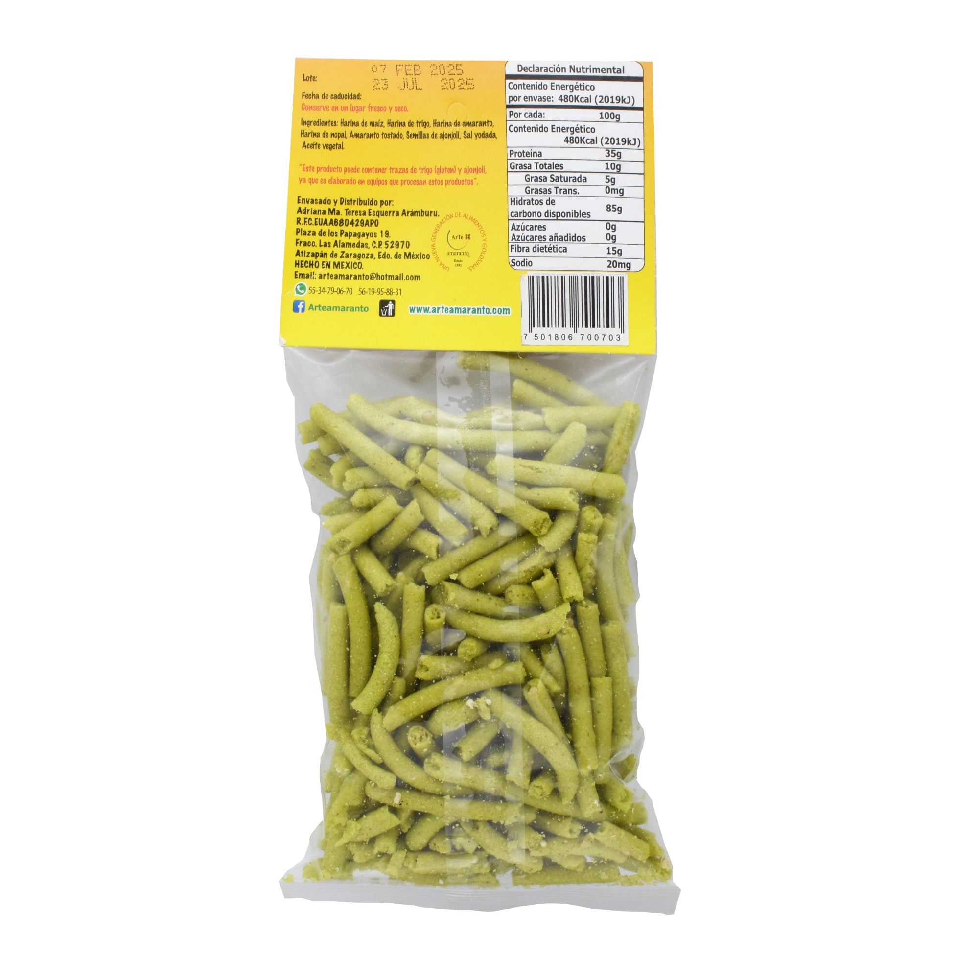 Churritos De Amaranto Ajonjoli Y Nopal 100 G (Caja 10)